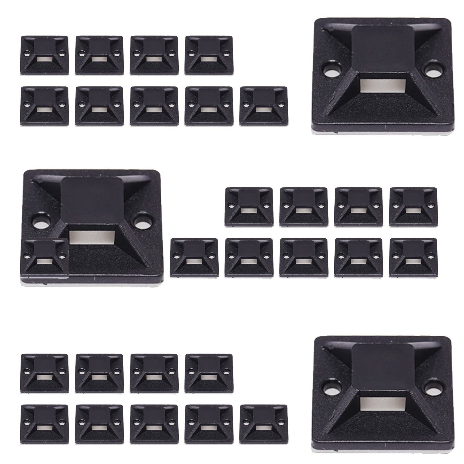 Cable Tie Mount 100 Pcs 20mm x 20mm Black Cable Tie Mounts Self ...