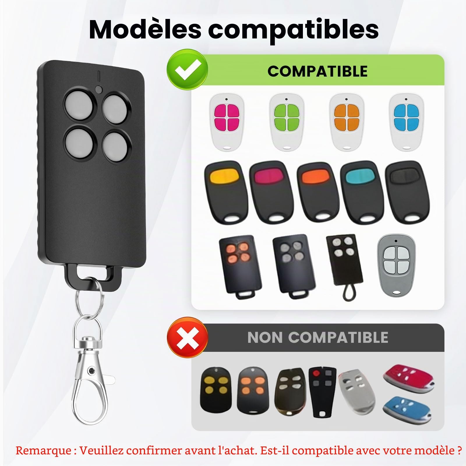 Remplacement pour SCS Sentinel AAM0121 - Télécommande de Portail 4 Canaux à Code Tournant, 433 MHz, Portée 50 m, Sécurité Renforcée, Compatible Motorisations Portail (Gris, 3 pièces)