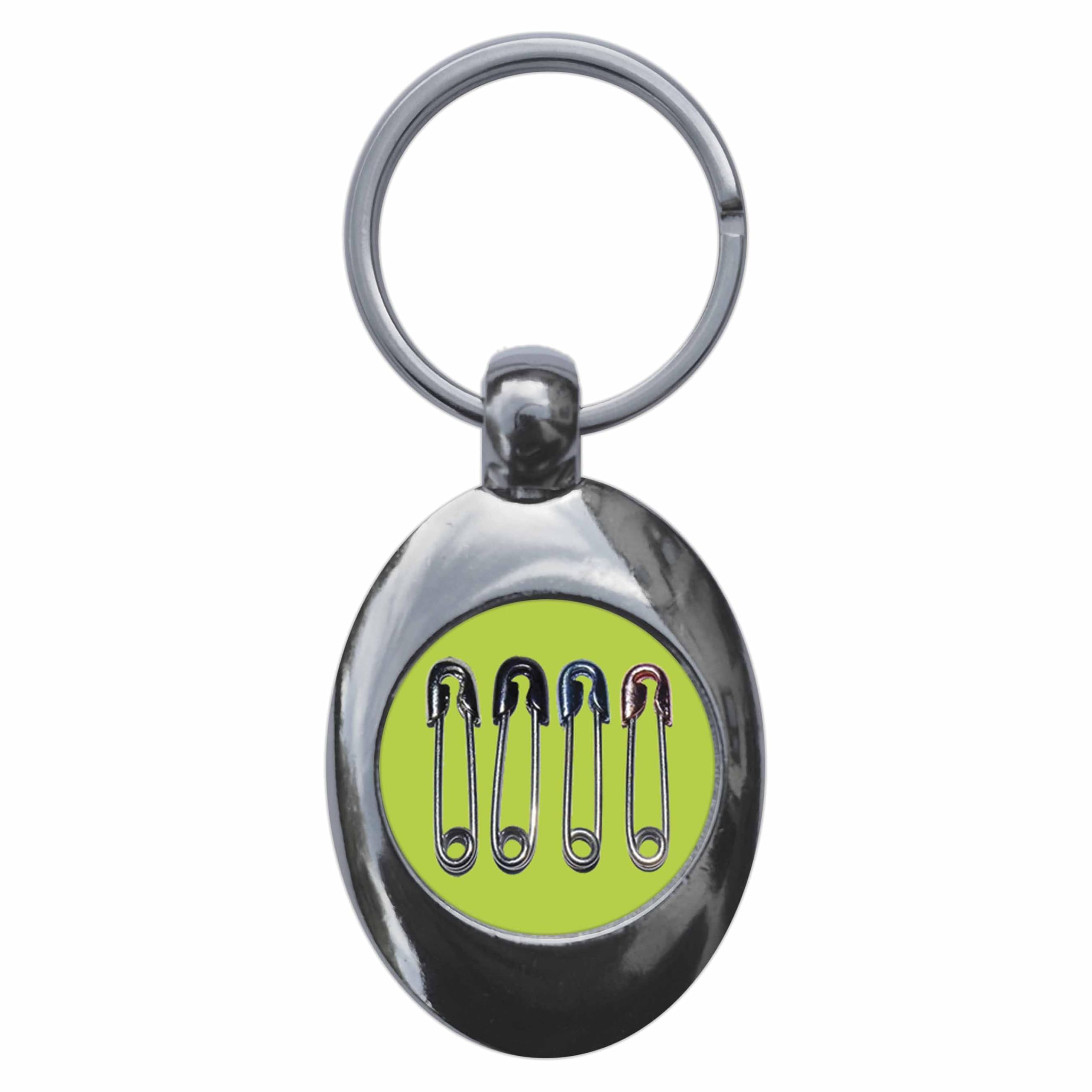 Ozorath Safety Pins Punk Keyring Keychain Key Ring Chain With Trolley Coin