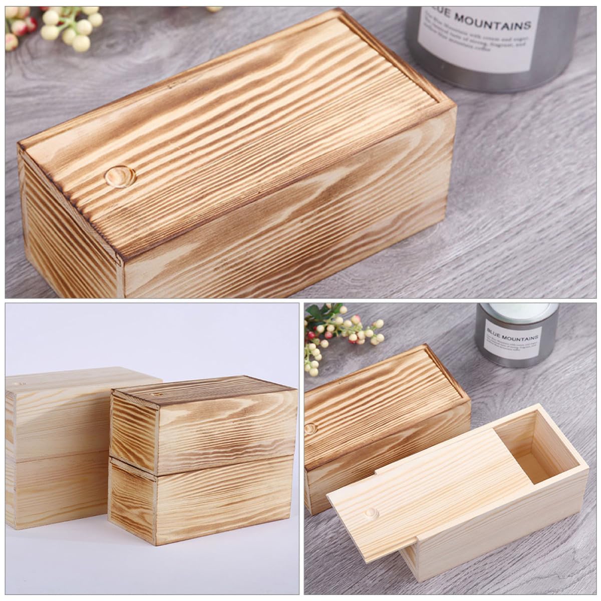 ibasenice 4 Piezas Joyero de Madera Pequeño para Relojes y Collares, Gran