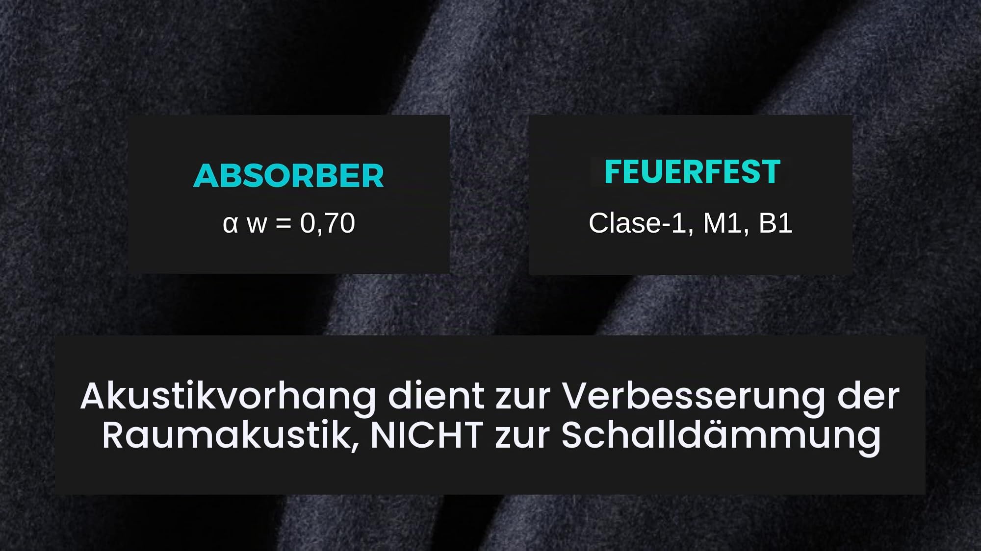 Acouspanel Akustikvorhang aus undurchsichtigem Stoff, schwer entflammbar, zweiseitig, 300 g