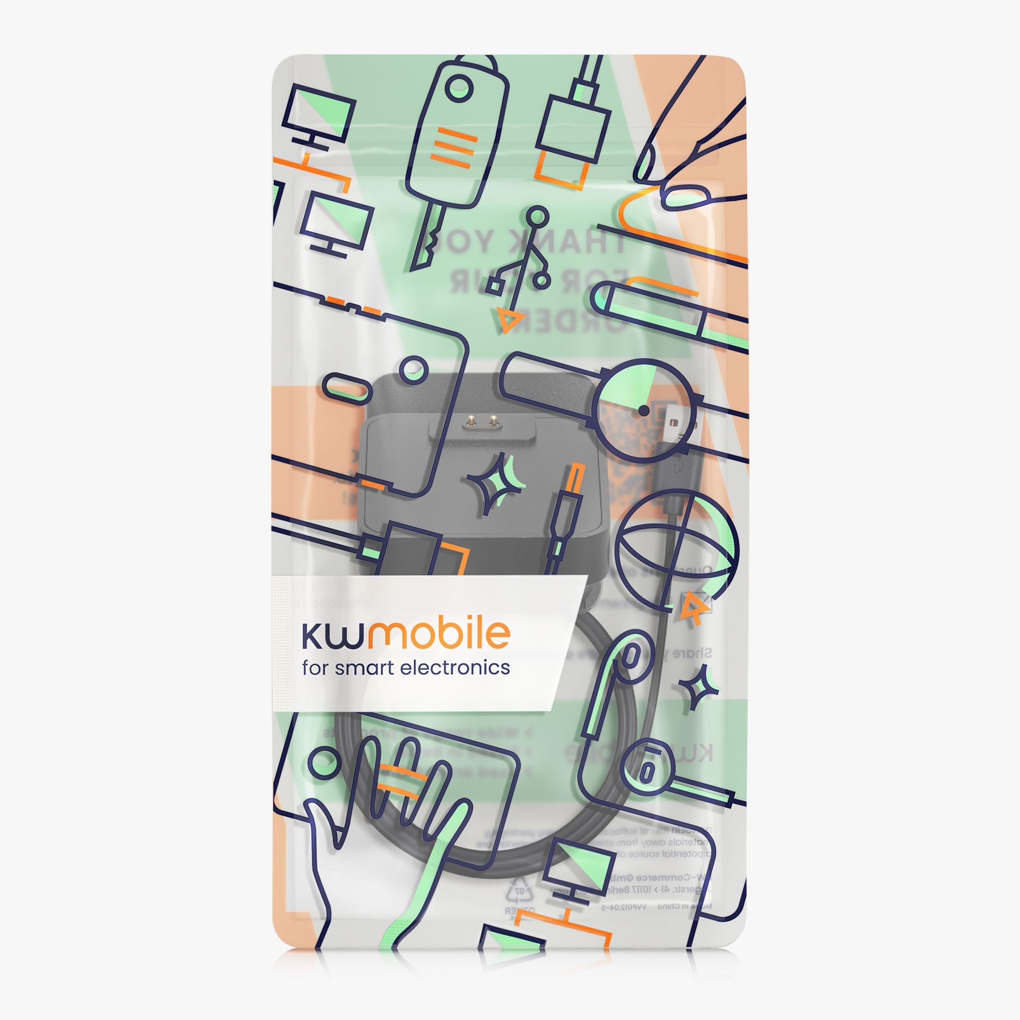 kwmobile Caricabatterie Orologio Fitness Compatibile con Xiaomi Redmi Watch 4 / Redmi Watch 5 / SmartBand 10 9 8 - USB Charger Smart Watch - Stand Caricatore Smartwatch con Filo 100 cm