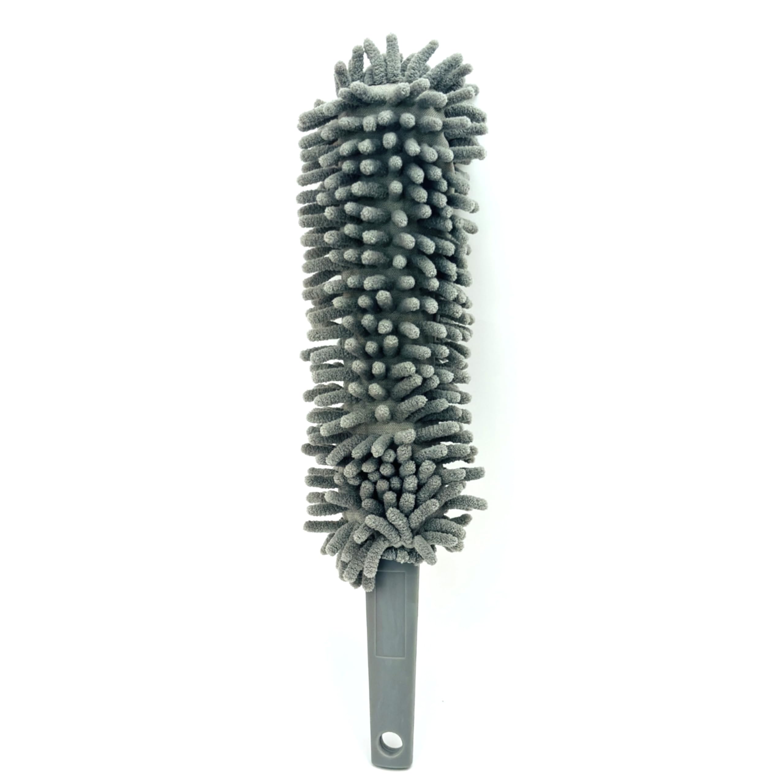 Lizzy Grey Chenille Microfiber Duster | Handheld Noodle Duster, Chenille Wand Hand Dusters, Washable Removable Head | For Cleaning High Ceiling Fans, Cars, Blinds, Cobweb