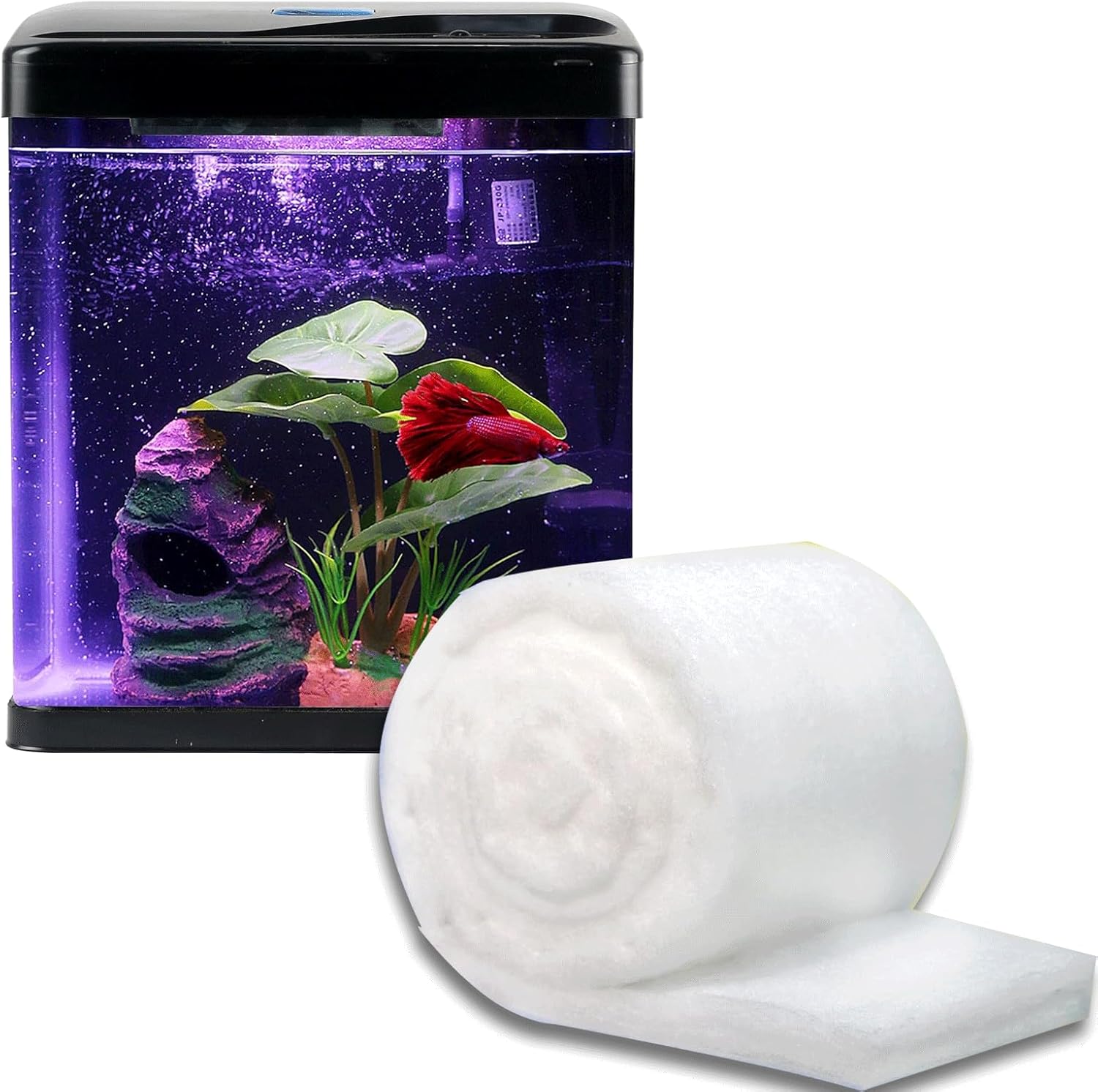 The 2 Gallon Betta Fish Tank Starter kit Comes with White Cotton and is Replaced Every 2-3 Days to Ensure Good Water Quality for Fighting Fish, Shrimp, Guppy Jellyfish