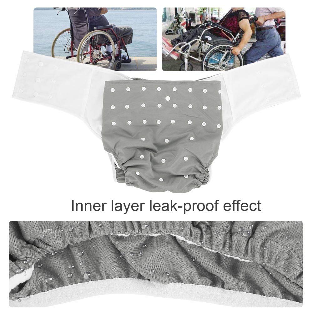 Pantaloni per Pannolini per Pannolini per Adulti Regolabili Contro L'incontinenza, Coperture per Adulti Lavabili Pannolino di Stoffa per Adulti Pannolino Lavabile per Adulti (Grigio)