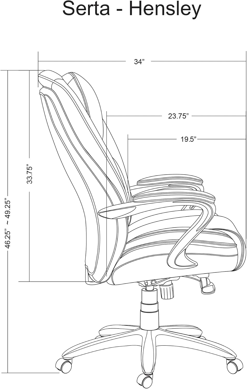 Serta® Smart Layers™ Hensley Big & Tall Ergonomic Bonded Leather High-Back Chair, Roasted Chestnut/Satin Nickel