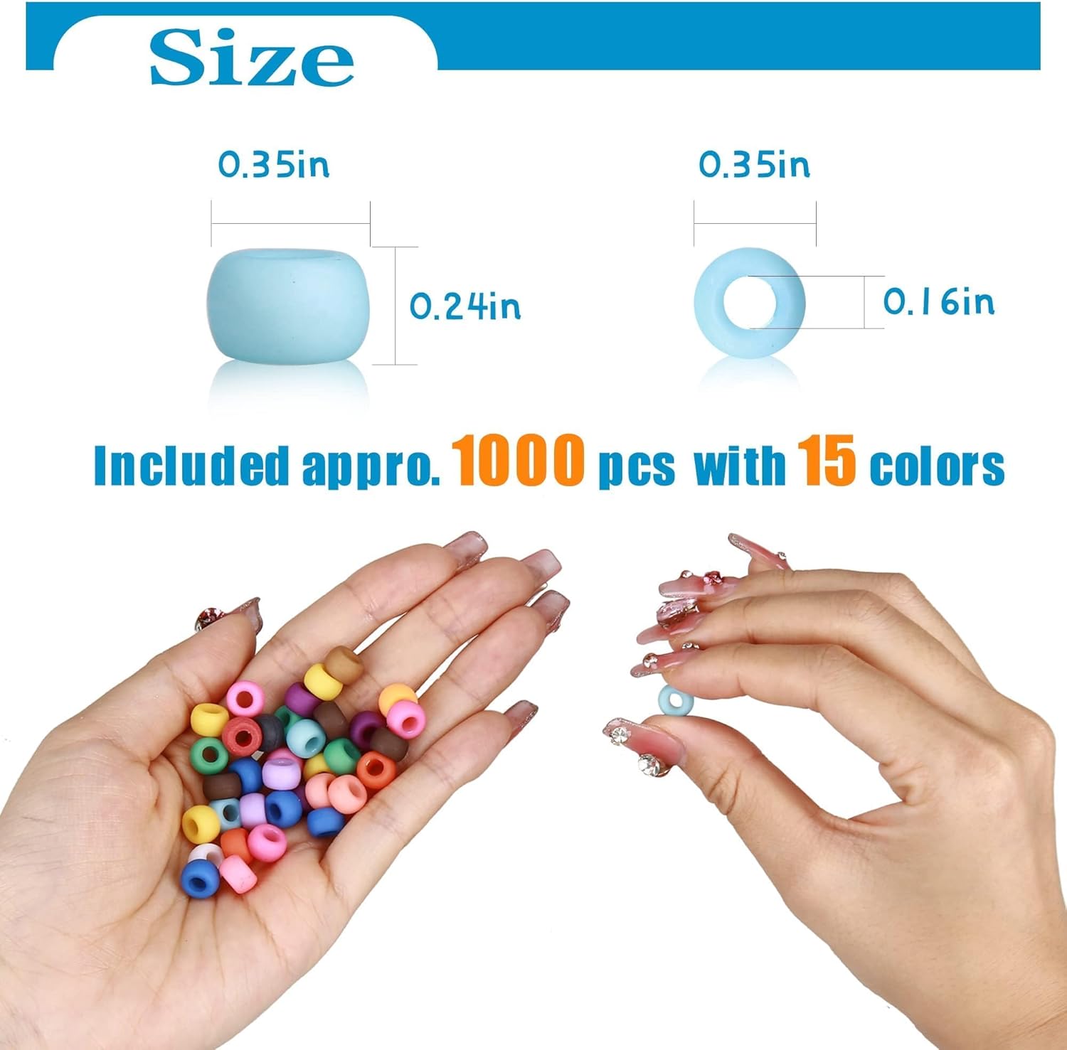 1000 Pcs Pony Beads Frosted Mixed Color Plastic Beads for Craft Bracelet Making Matte Bracelets Supplies for Braids DIY Key Chain - Image 2