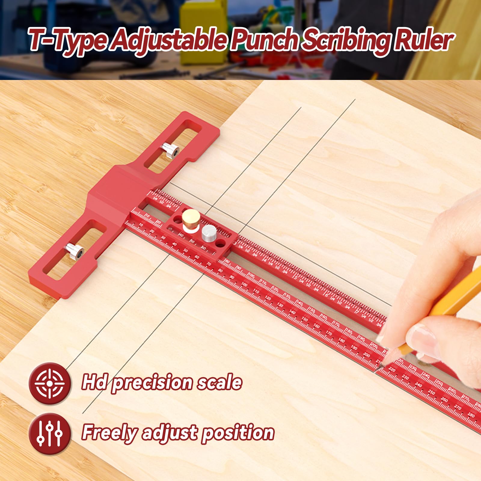 TS-16 Woodworking Scriber Ruler - Image 2