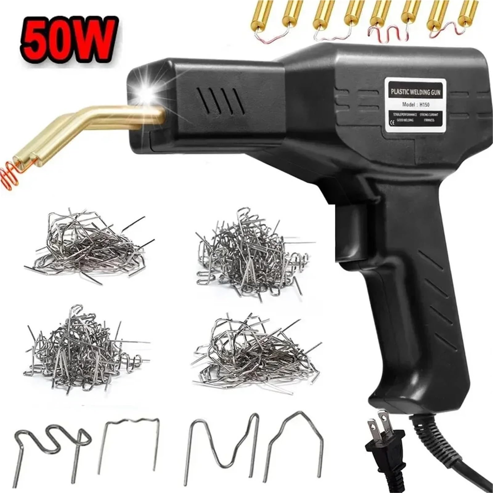 Zgrzewarka do plastiku Naprawa zderzaka samochodu pistolet spawalniczy gorący zszywacz zgrzewarka do tworzyw sztucznych zestaw naprawczy lutownica naprawy(Red with 200pcs)