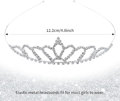 Miniatura 6 de Cinaci Paquete de 5 diademas de metal plateado con diamantes de imitación brillantes y brillantes, coronas para el cabello, tiaras, accesorios para