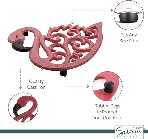 Miniatura 5 de Salvamanteles de flamenco rosa de hierro fundido para platos calientes