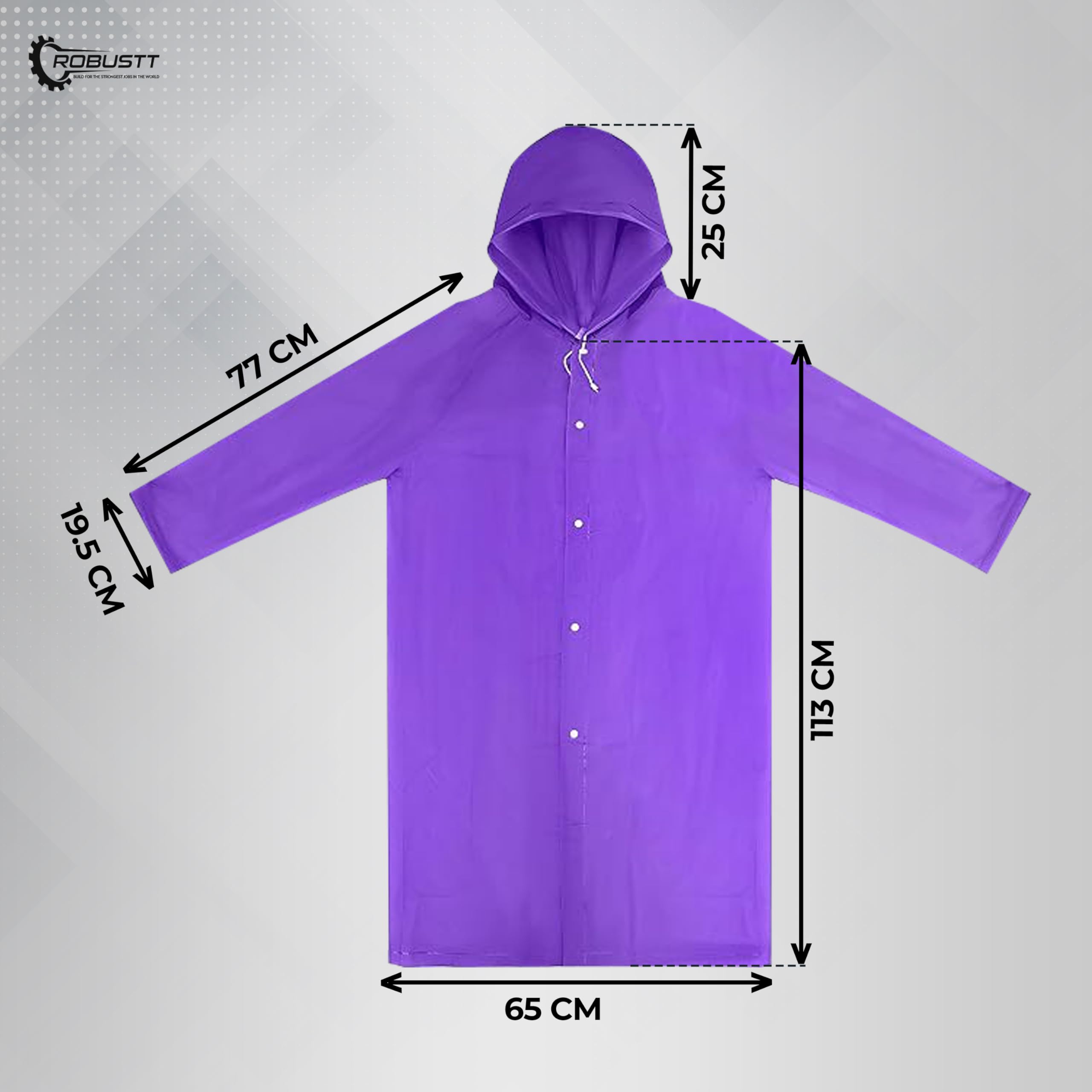 Robustt Unisex Raincoat With Hood - Purple (Pack of 2) | Waterproof Rain Poncho | EVA Material | Reusable | Lightweight | Fashionable | Universal Size | Raincoat for Men and Women 1
