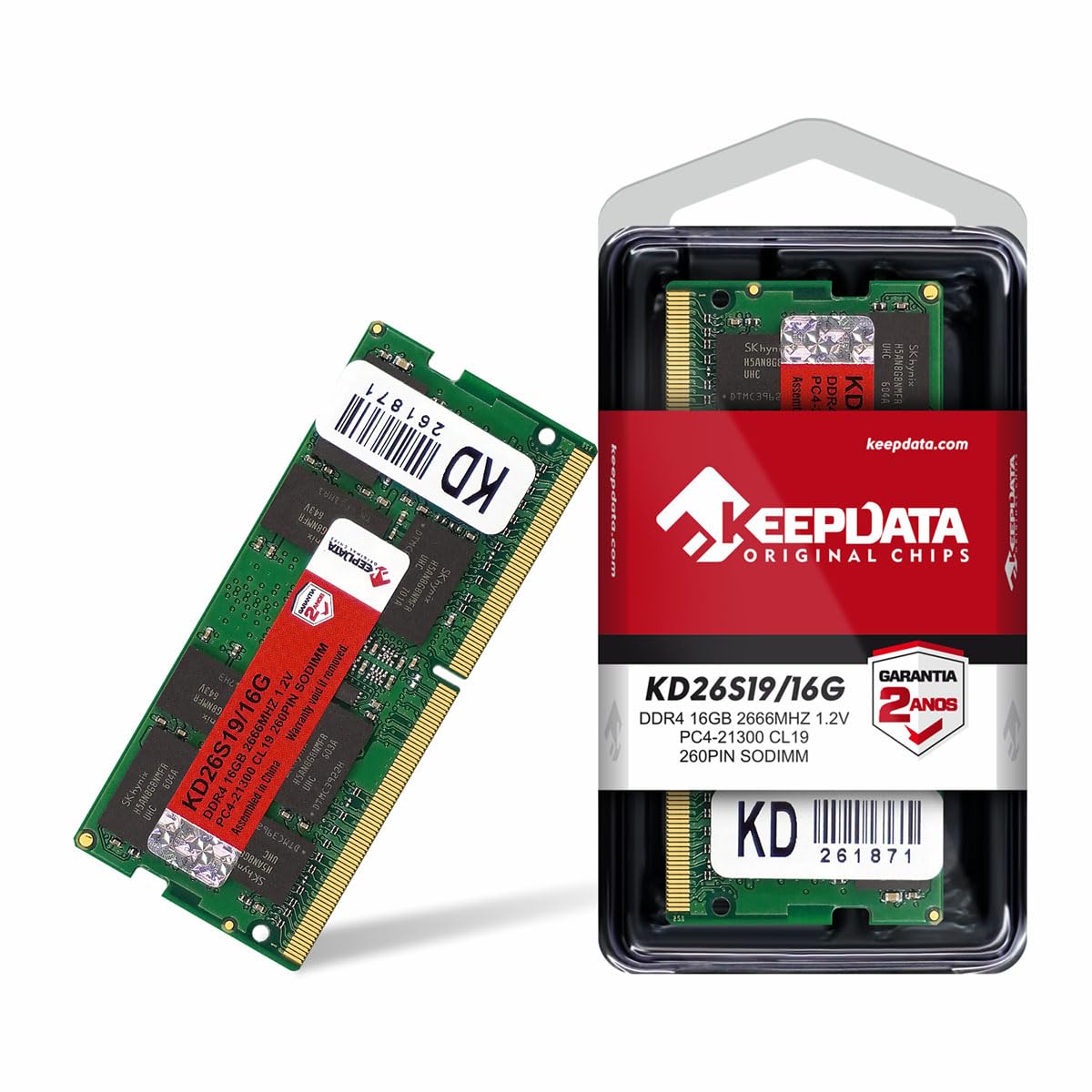 MEMÓRIA RAM PARA NOTEBOOK DDR4 16GB 2666MHZ KEEPDATA KD26S19/16G