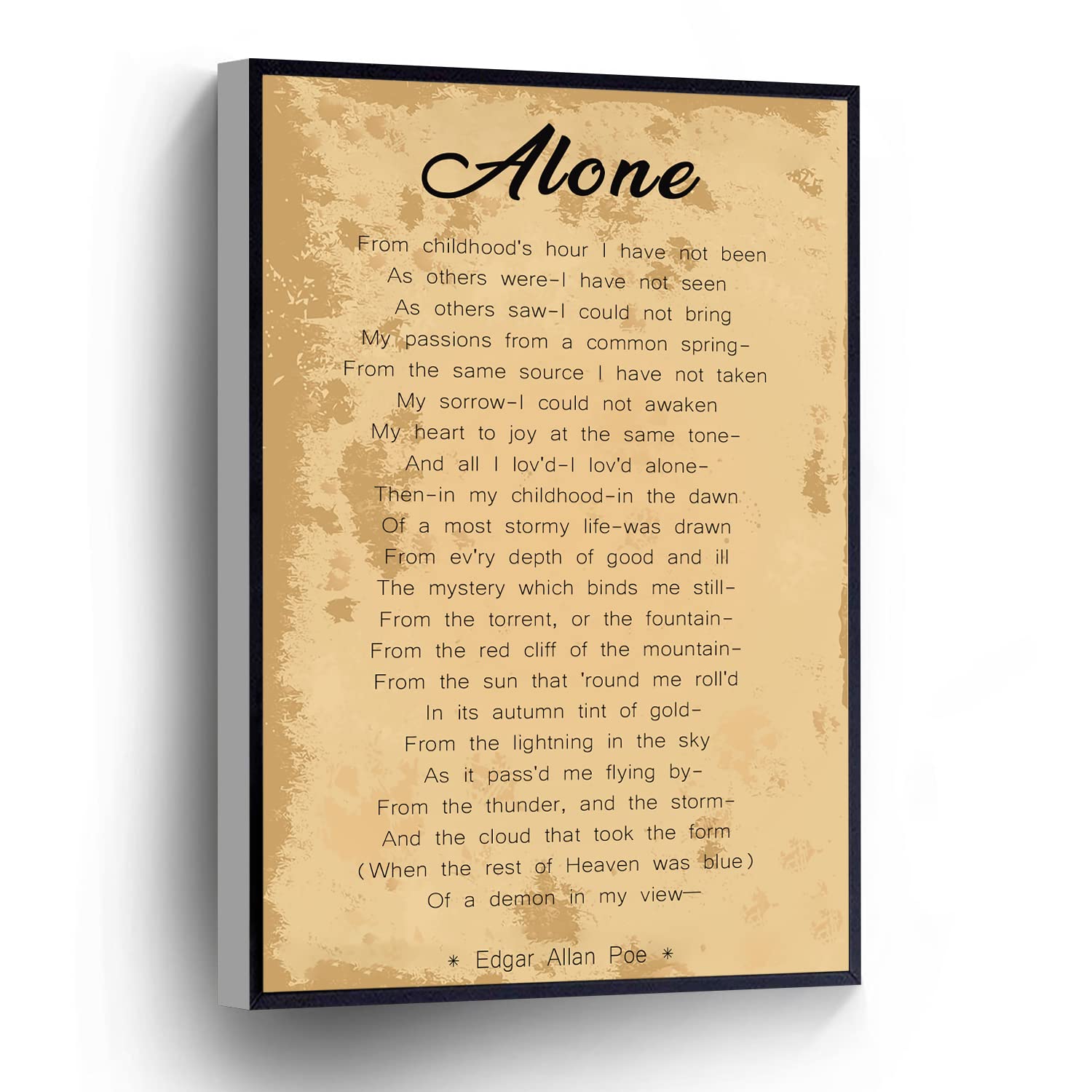 Alone Poem Canvas Wall Art Edgar Allan Poe Poster Print Stretched And Framed Ready To Hang For Living Room,Bedroom,Classroom Etc (8" X 12")