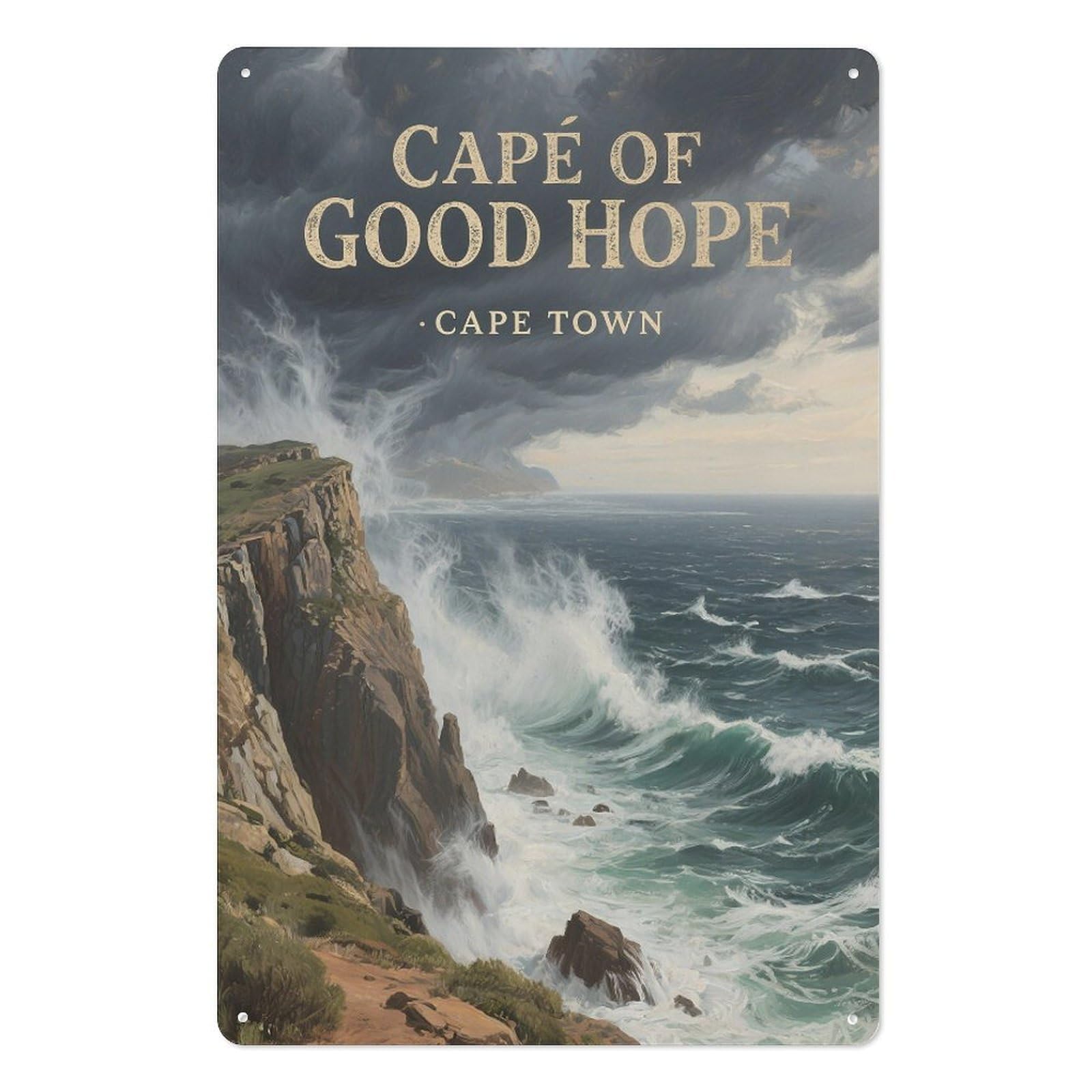 Cape of Good Design Tin Paintings Vintage Tin Sign 08x12inch(20x30cm) Wall Art for Home Office Bedroom Living Room Cafes Wall Decor