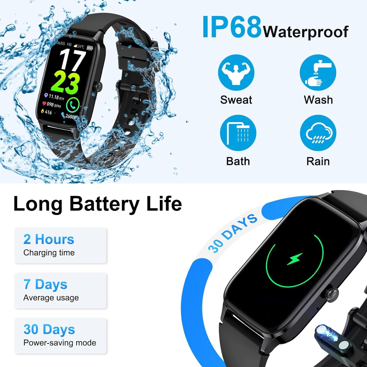 Reloj Inteligente con Llamadas, 2025 HD 1.57" Smartwatch Hombre Mujer, 112+ Modos Deportivo Smart Watch, SpO2/Pulsómetro/Monitor de Sueño, IP68 Impermeable Podómetro Pulsera Actividad Android iOS
