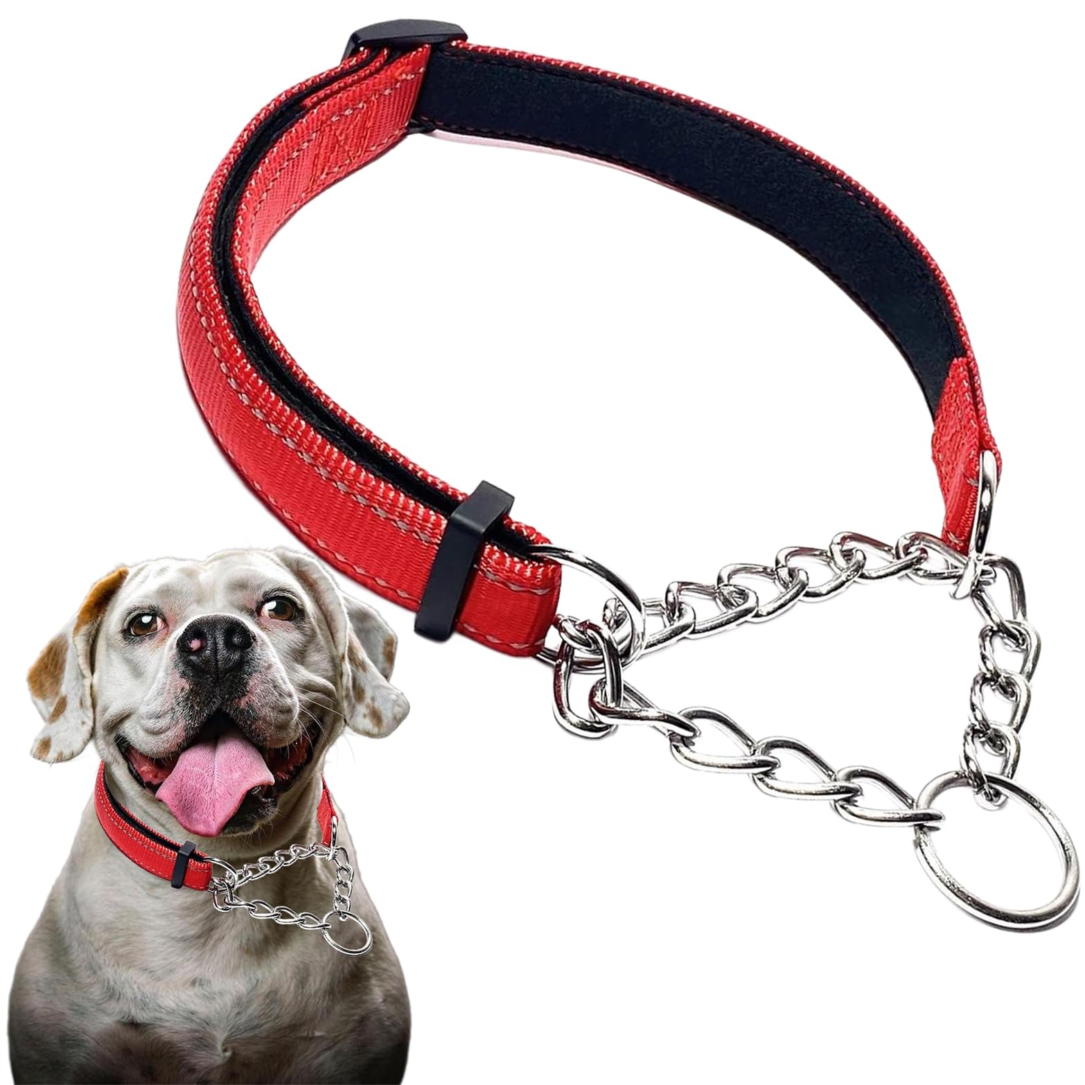 Martingale Collar for Dogs, Nylon Dog Chain Collars Adjustable For Heavy Duty Reflective Martingale Collar for Training Medium Large Big Dogs