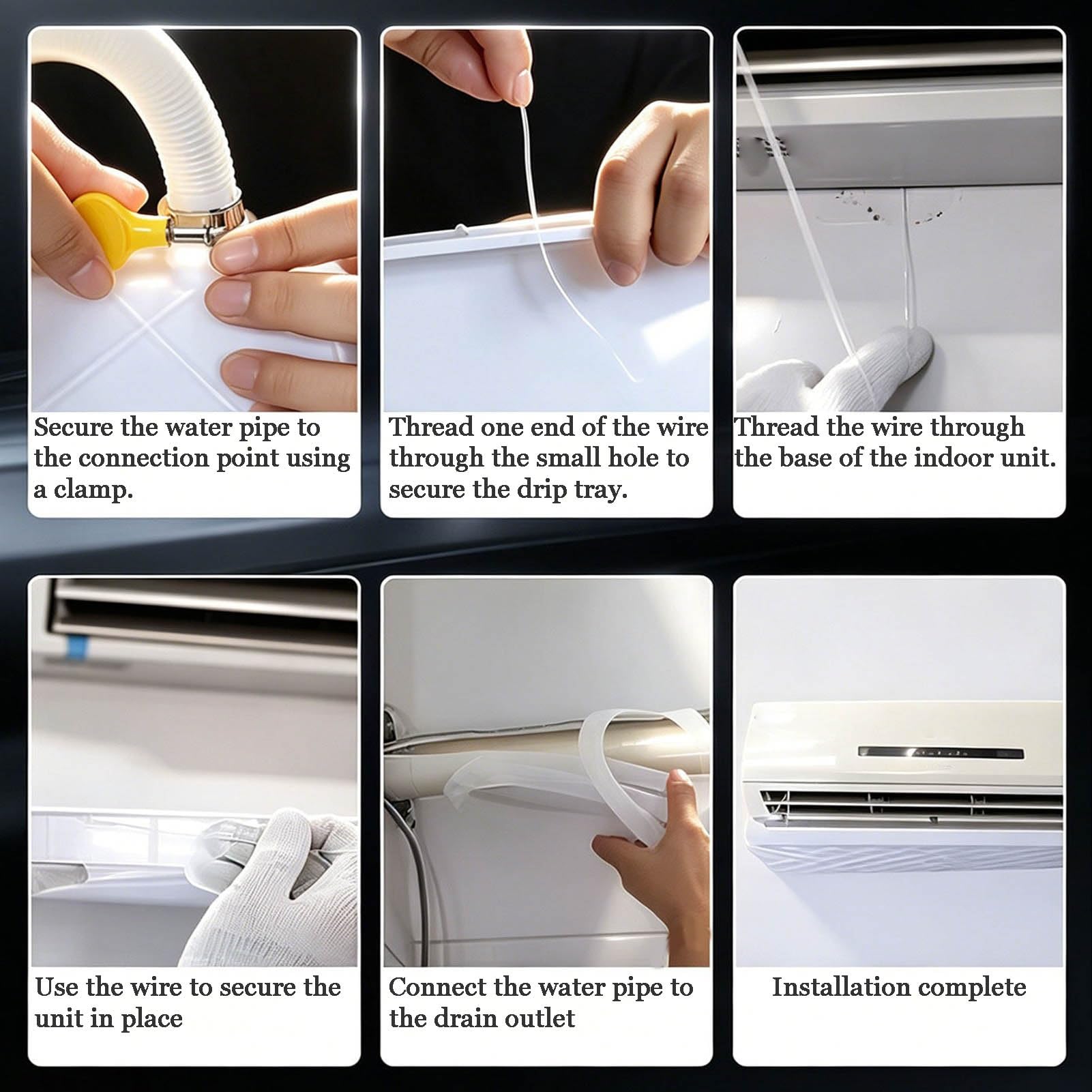 Vaschetta Raccolta Condensa Dell'acqua Vassoio Scarico Dell'unità Ac con Foro Scarico E Tubo Flessibile per Condizionatori da Finestra Mini Split UHEKC(1-2Px3m)