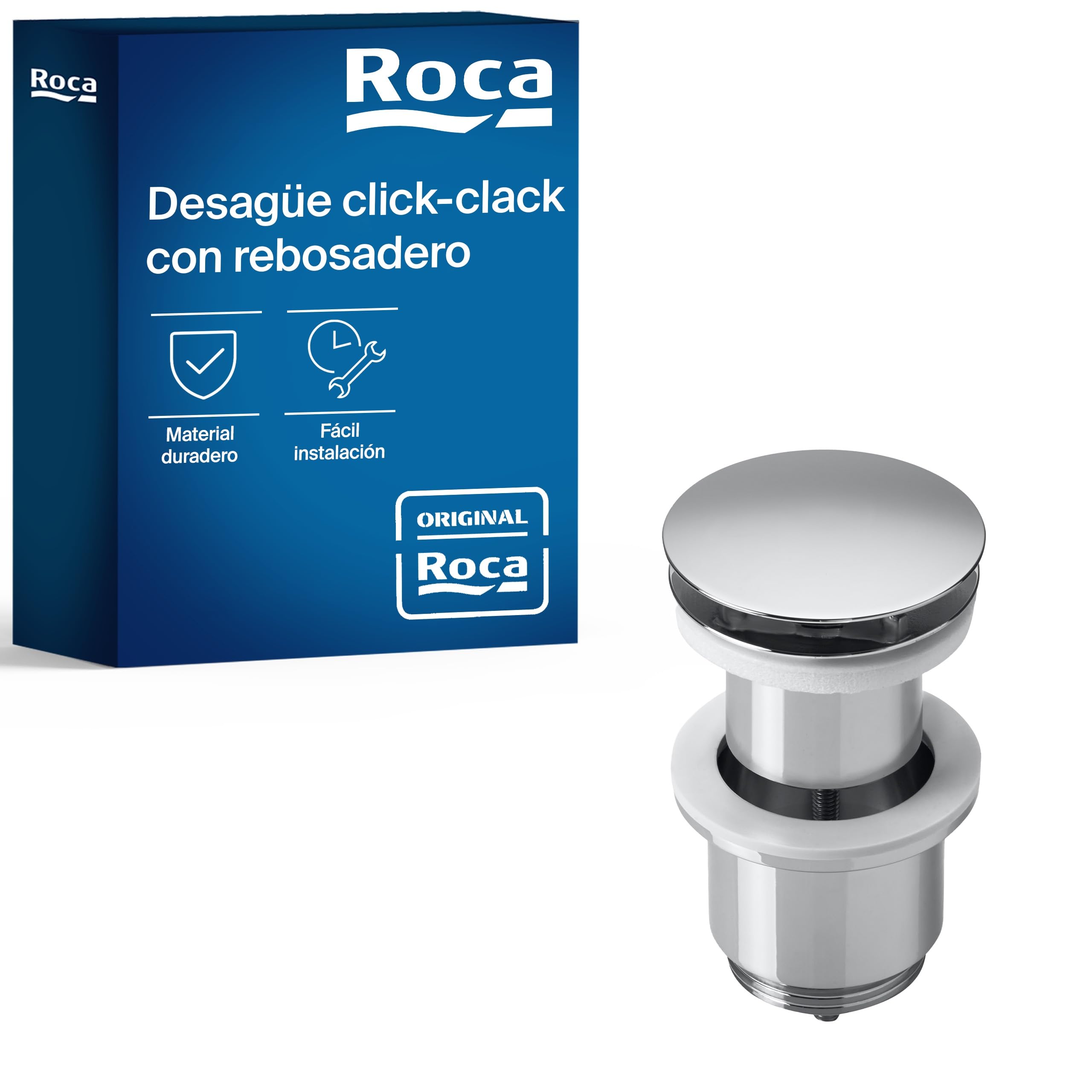 Roca Recambios originales - Desagüe para lavabo/bidé de 1 1/4" con rebosadero y tapón automático . Recambios originales de grifería. Ref. A505400000