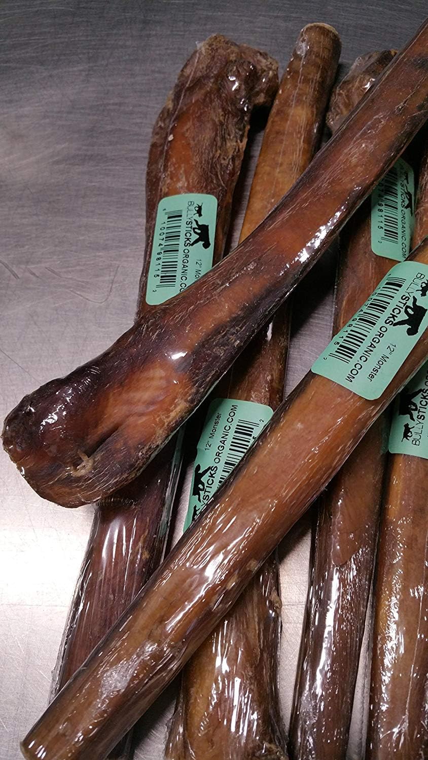 Bullysticks Organic 12" Free Range Monster Thick Bully Sticks (4 Pack)