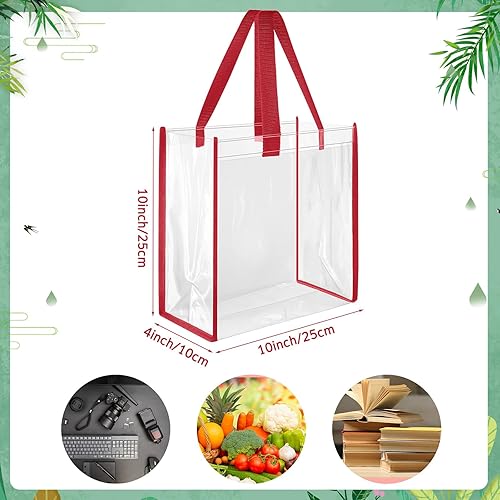 Miniatura 9 de Paterr Paquete de 20 bolsas de plástico transparentes de 10 x 10 x 4 pulgadas, bolsa de regalo aprobada por estadios con asas para mujeres,