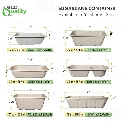 Miniatura 8 de Cuencos desechables de 22 onzas  Cuencos rectangulares compostables de fibra de caña de azúcar, biodegradables, ecológicos, oblongos, para llevar,