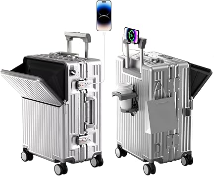 Suitcase Carry-on Luggage Spring-Summer Travel Airline Approved with TSA Lock 360  Wheel PC Hard Shell and Aluminum Frame Pressure-Resistant Silver, 20