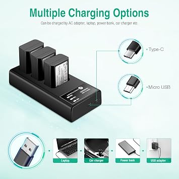 FirstPower NP-FW50 Battery 3-Pack and Triple Slot Charger for Sony