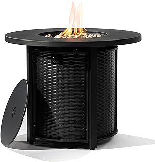 12 Backyard Gas Fire Pit Ideas for Easy Warm Modern Gathering 26 32'' Round Gas Fire Pit, 50,000 BTU Steel Outdoor Fire Tables, Fire Tabl...