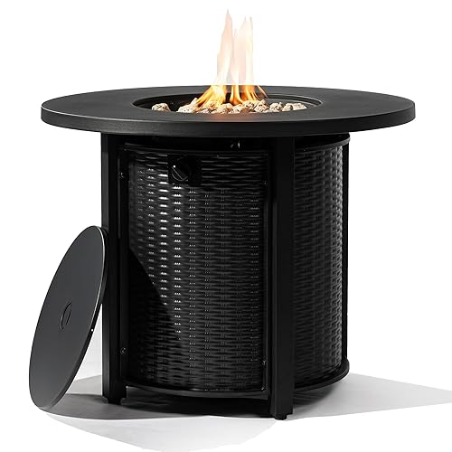 32'' Round Gas Fire Pit, 50,000 BTU Steel Outdoor Fire