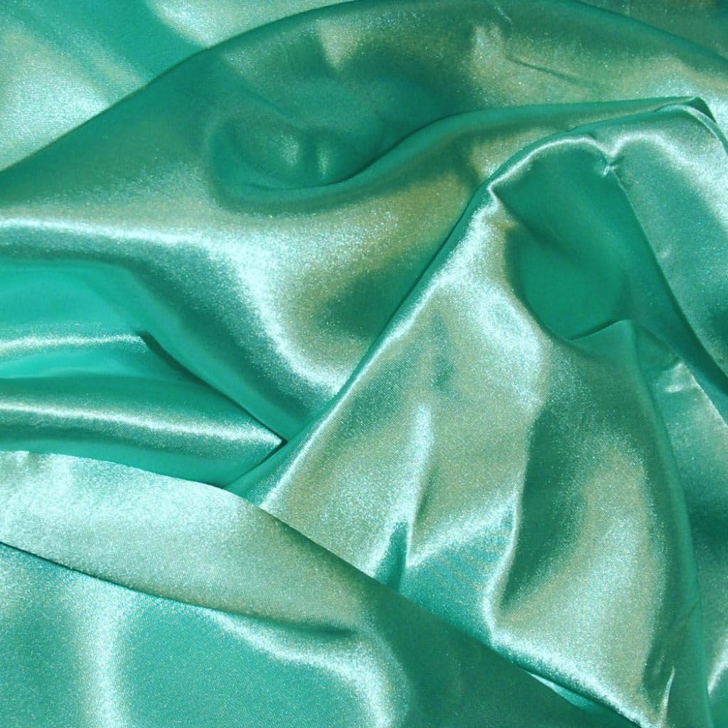 CQL Satin Fabric by The Metre – 60 Inch Wide Satin Roll for Wedding Dresses, Bespoke Tailoring & Decoration Projects – Soft, Smooth, Silk-Like Finish(Mint,5 Metre)