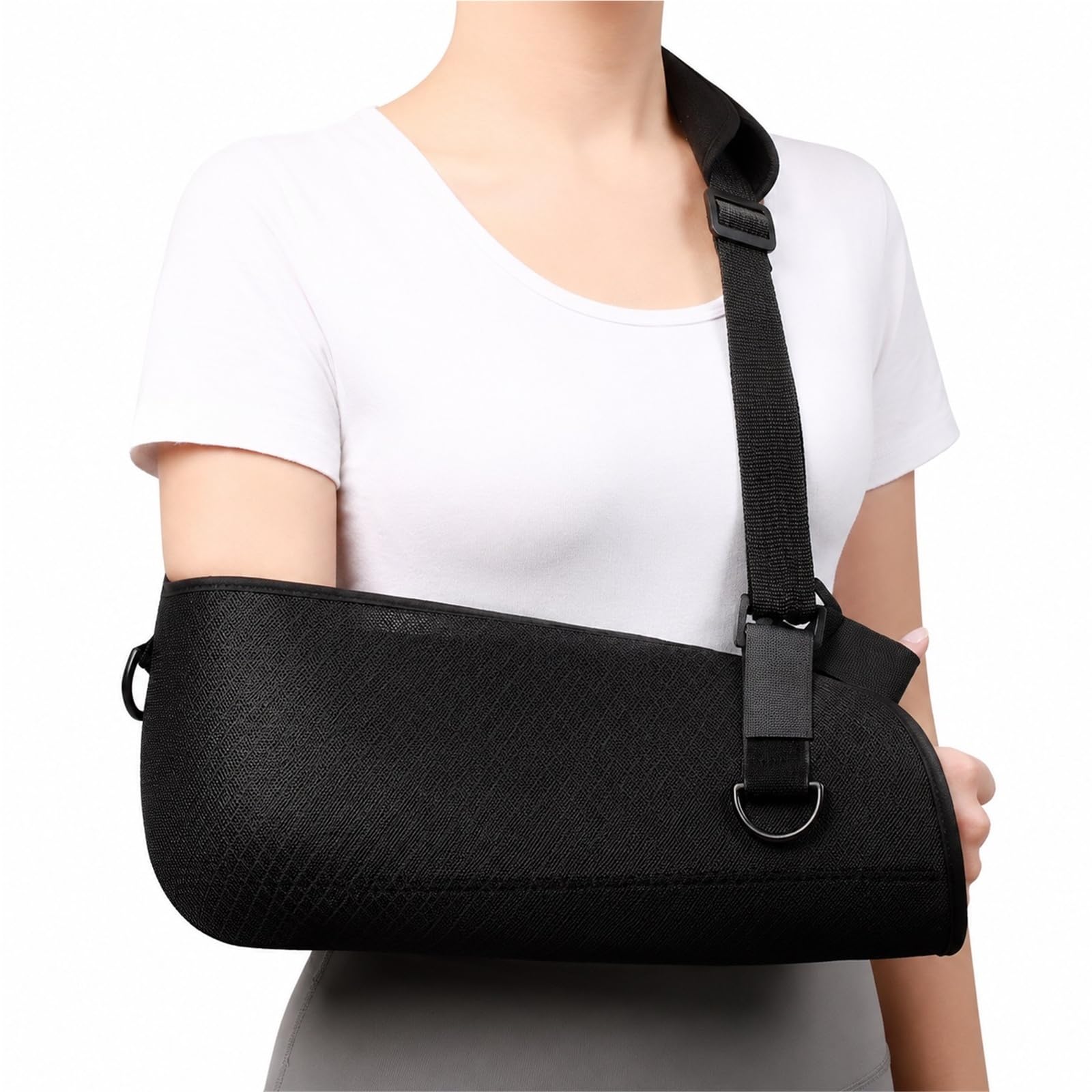 Cabestrillo para Brazo Inmovilizador Hombro Codo Muñeca con Placa de Soporte Rígida Malla Transpirable Correa Acolchada y Cinturón Ajustable Postoperatorio(L)
