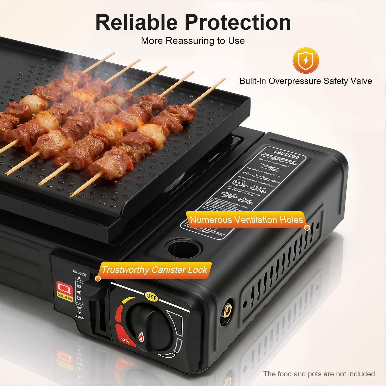 Barbecue à gaz et réchaud à gaz à 2 flammes en acier inoxydable - 2500 W - Réchaud de camping avec plaque de cuisson et boîte de rangement - Soupape de surpression intégrée - Réchaud à gaz de camping