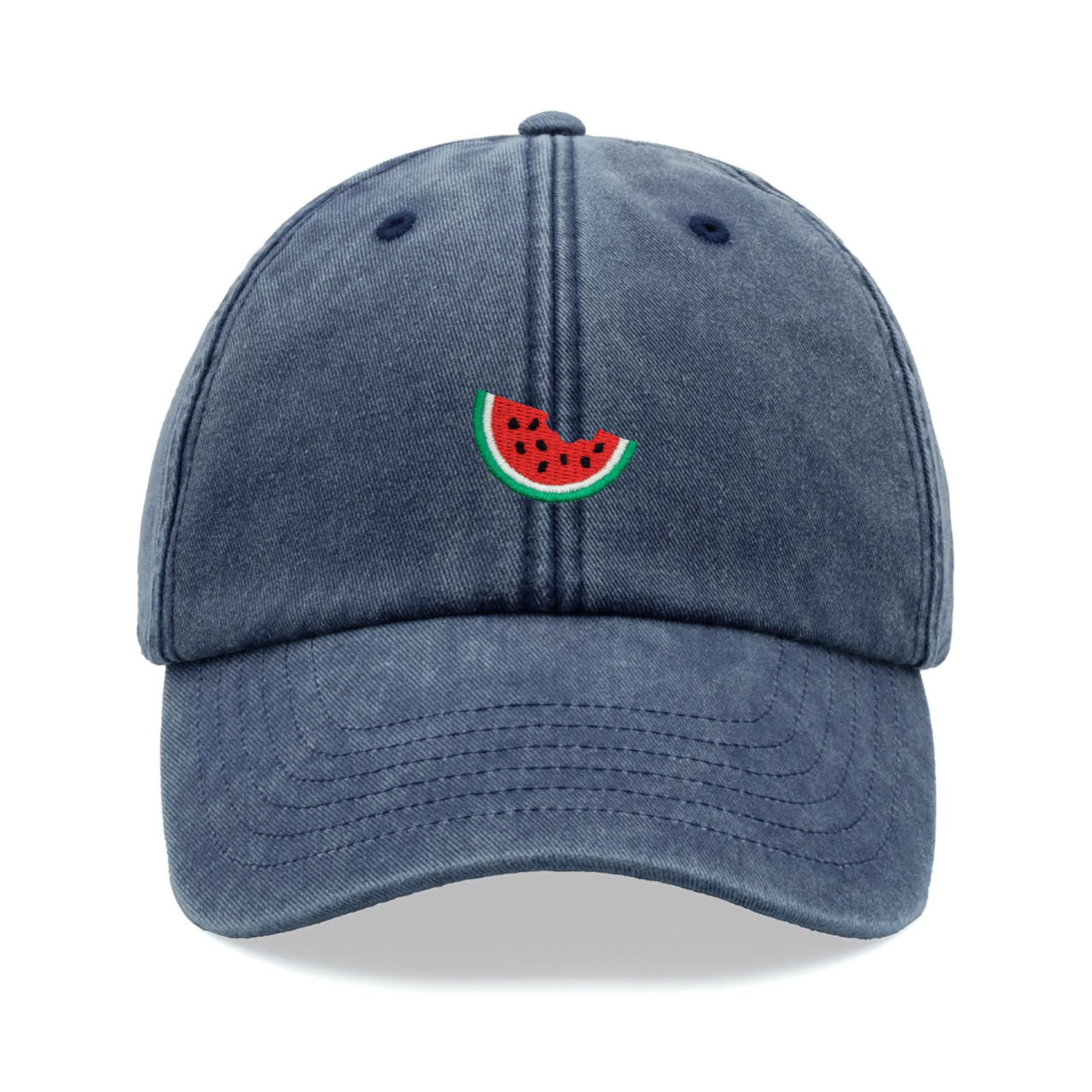 Cap Base Unisex Blue Denim Watermelon Slice Baseball Cap Vintage Washed Dad Hat Low Profile Adjustable