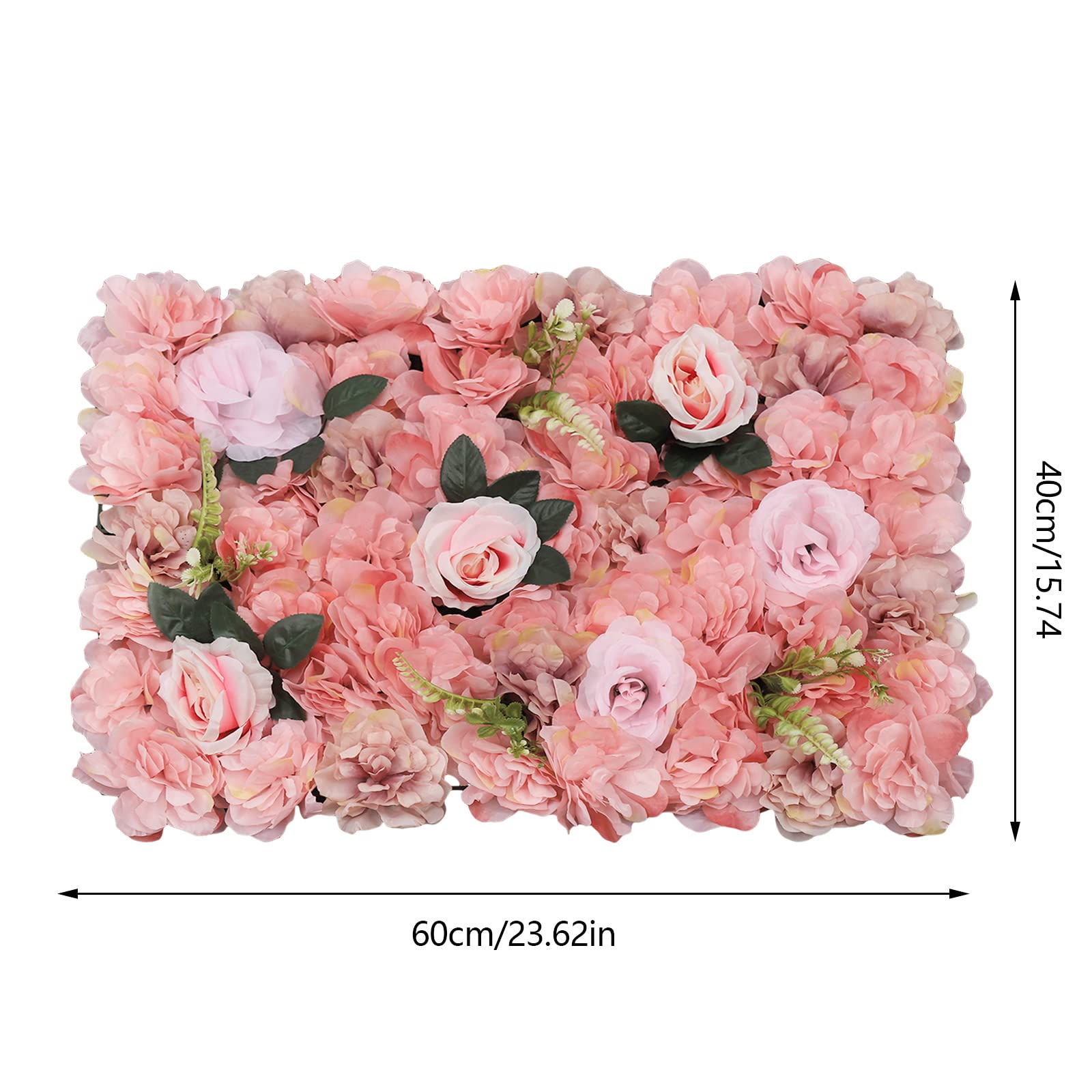 12 pannelli da parete di fiori artificiali, fiori artificiali 3D, decorazione da parete, per tutti i tipi di decorazioni per feste, 60 x 40 cm, dalie, rose e piante acquatiche