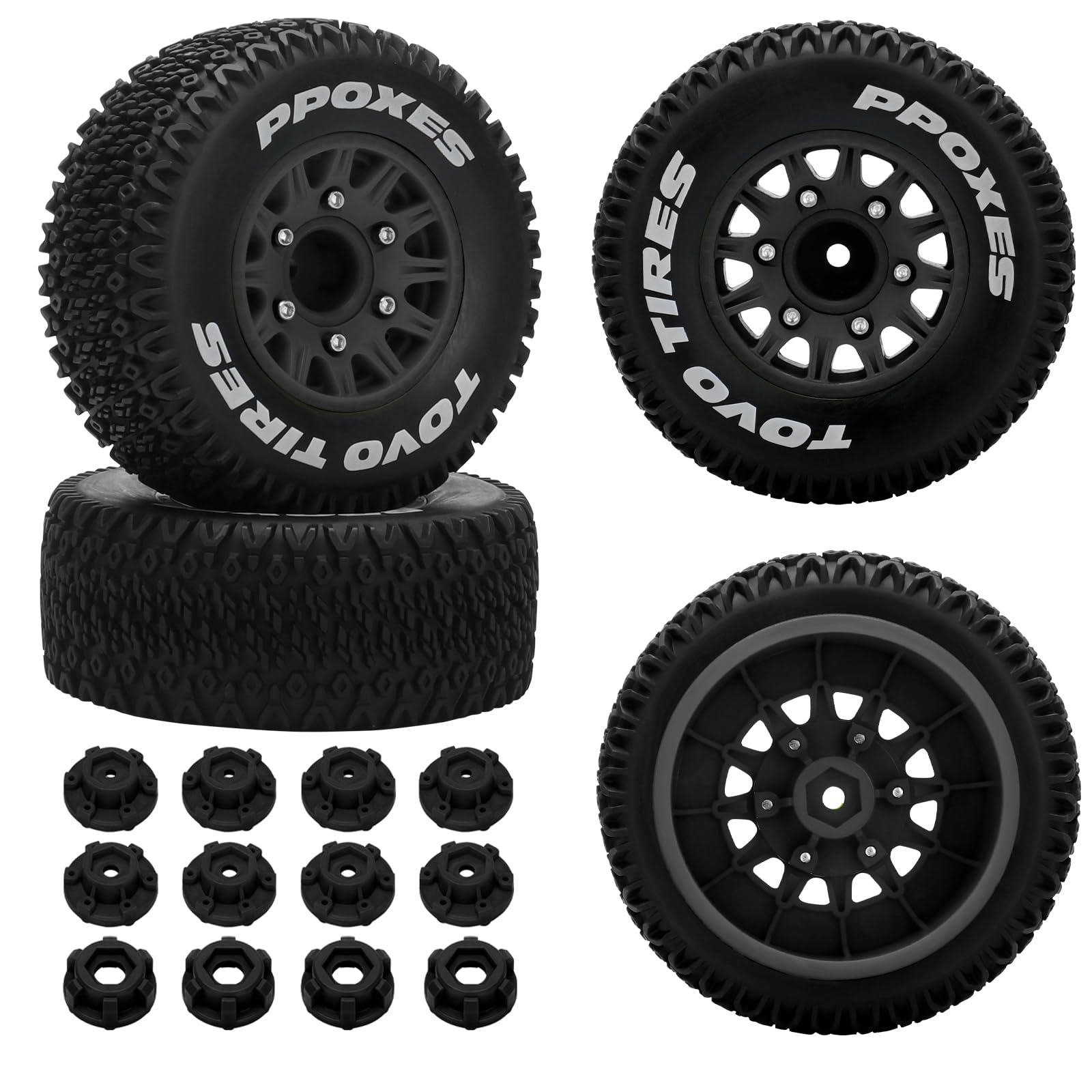 12mm/14mm/17mm Hex RC Wheels and Tires RC Truck Tires 1/10 Scale Tyres Detachable Replacement RC Car Tires for Arrma Senton Tires Slash Tires Fury