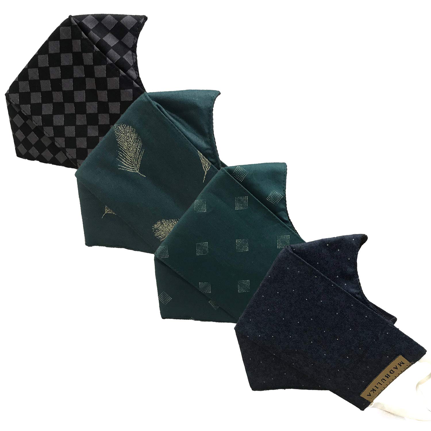 Madhulika Men's Black Cotton Reusable Durable Comfortable (RDC) 3-Layer Face Mask Assorted - Pack of 4