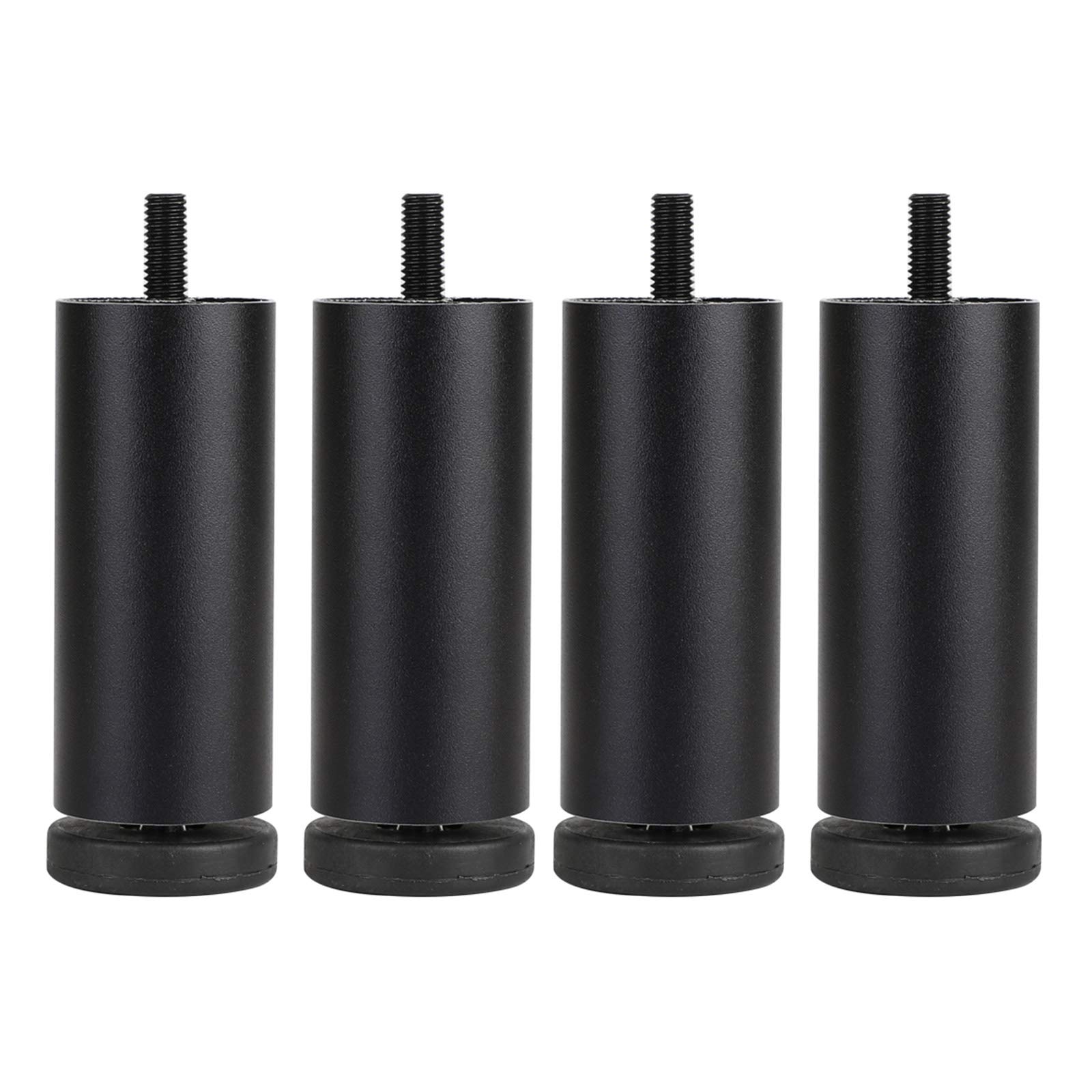 Sonakia Black Metal Furniture Legs, 4Pcs Table Feet, Aluminum Alloy Replacement Legs, Used For Bed, Cabinets, Bathroom, Cylindrical Sofa Feet, Adjustable Height, Stable, Can Load 300Kg,,25Cm/10In