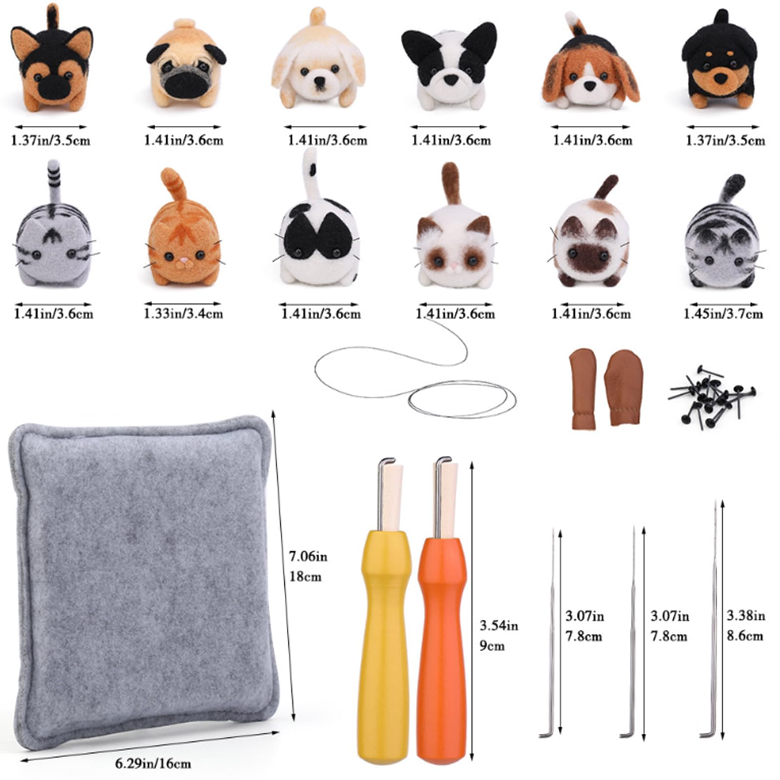 Gissroys Kits de suministros de fieltro de aguja de animales con herramientas para principiantes, juego de fieltro de aguja con herramientas