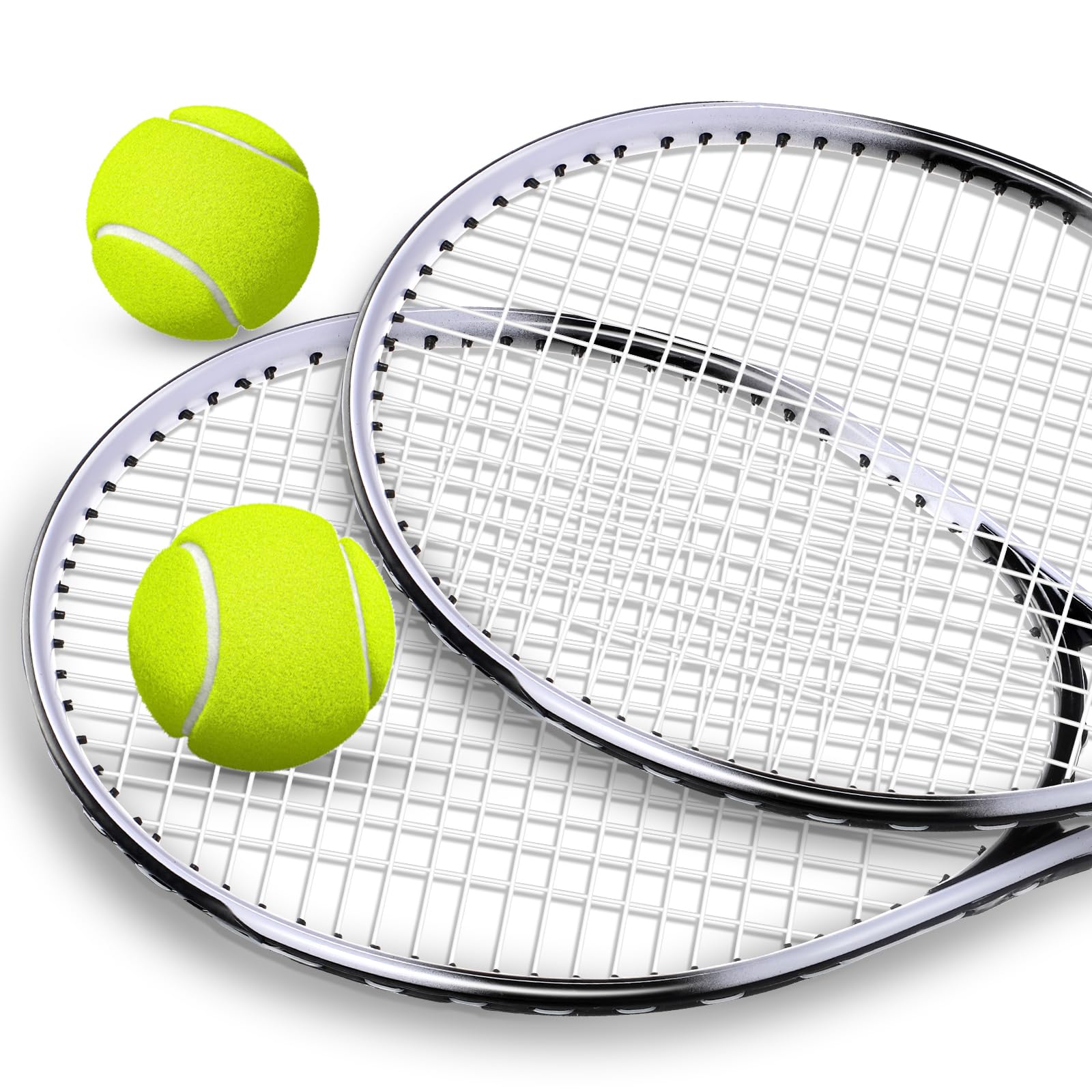 4 Pack Tennis Rackets for Adults Recreational 4 Players Pre Strung 27 Inch Tennis Racquets Lightweight Rackets Bulk with Balls Overgrips for Training