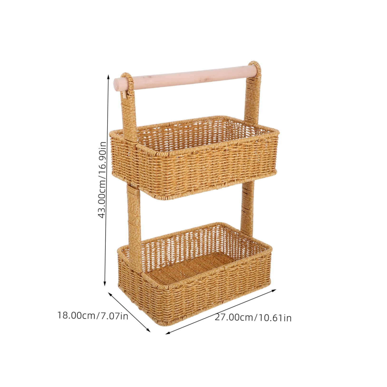 2poziom Dwupoziomowy Woven Storage Basket z Wieszakiem Stylowy Kosz Do Przechowywania Przekąsek Idealny Do Kuchni Łazienki i Sypialni Wykonany z Hyacinty Uniwersalne Rozwiązanie