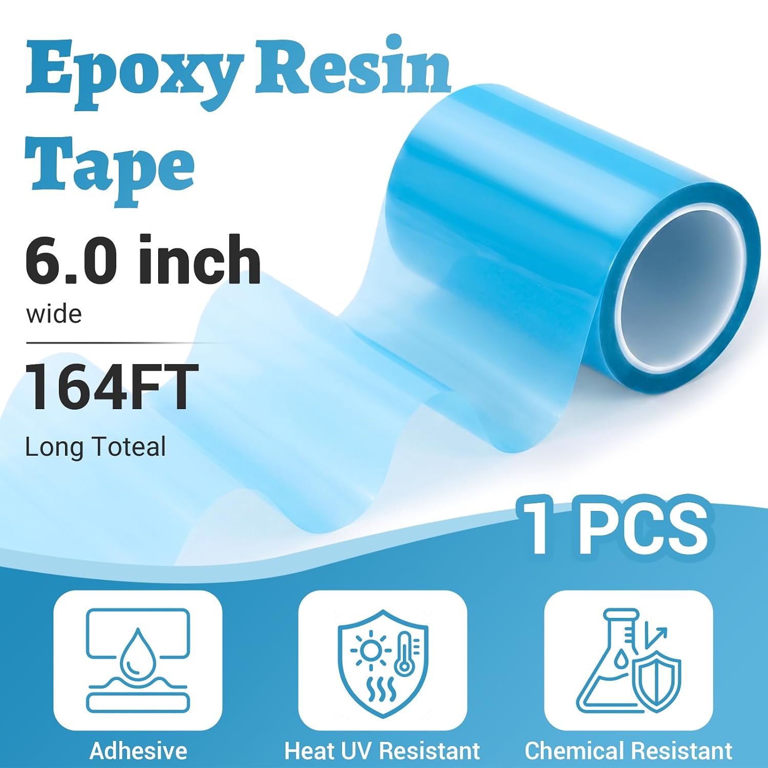 Gartful Resin Tape for Epoxy Resin Molding - 6IN x 164FT, Extra Long Thermal Adhesive Tape Easy Peel, Sticky Traceless Tape for River Tables, DIY Crafts Pendant, Jewelry Bezels, Metal Hollow Frames