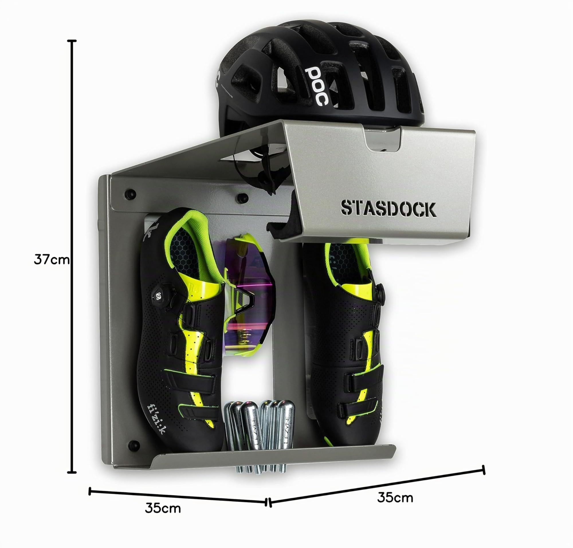 Stasdock Supporto Bici da Muro con Mensola e Accessori - Portabici da Parete per Garage
