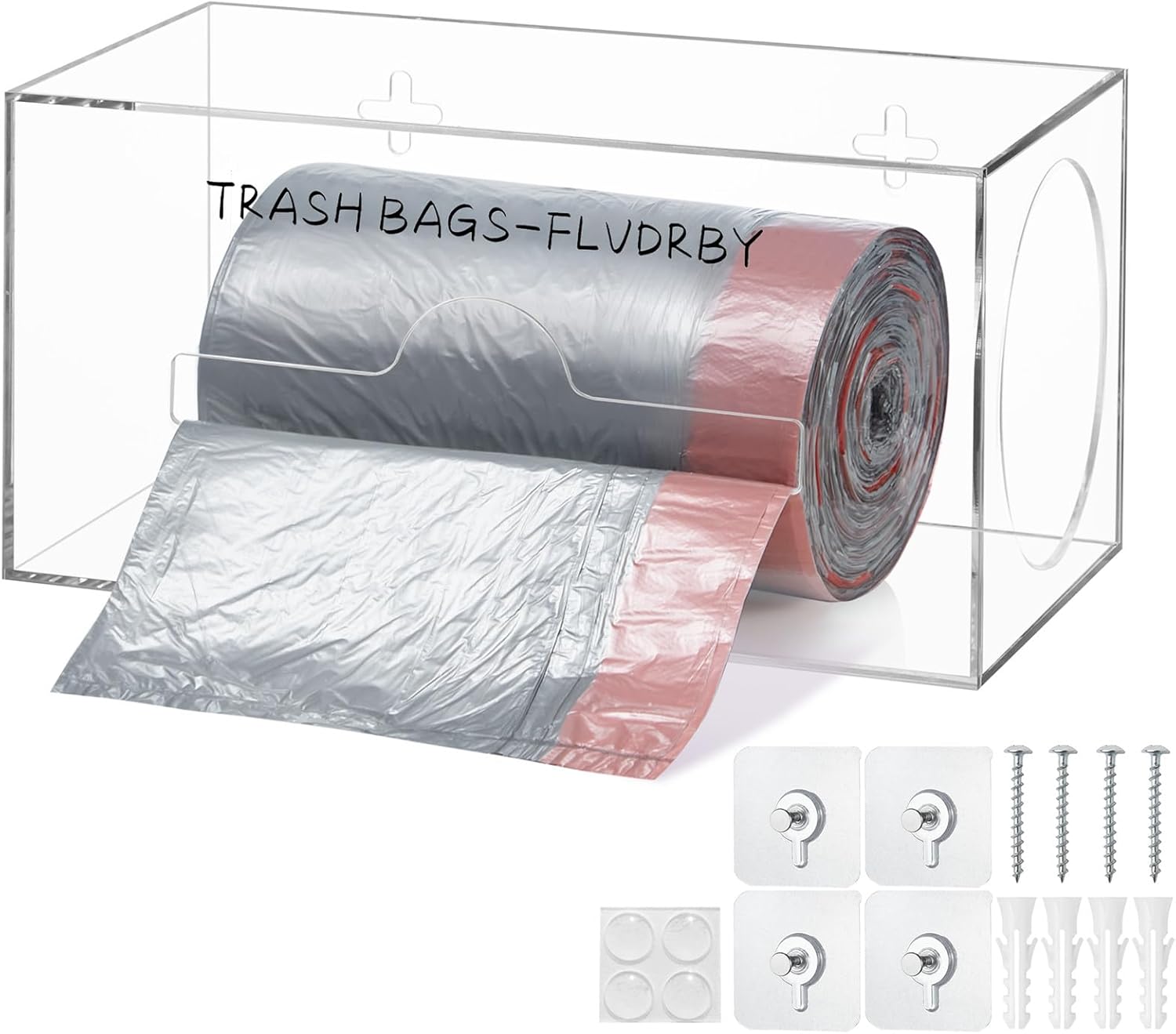 Trash Bag Holder Dispenser: Acrylic Trash Bag Dispenser for Organizing Kitchen and Pantry; Garbage Bag Holder Dispenser, Trash Bag Dispenser Roll Holder, Under Sink Trash Bag Organizer-Small 1 Count (Pack of 1)