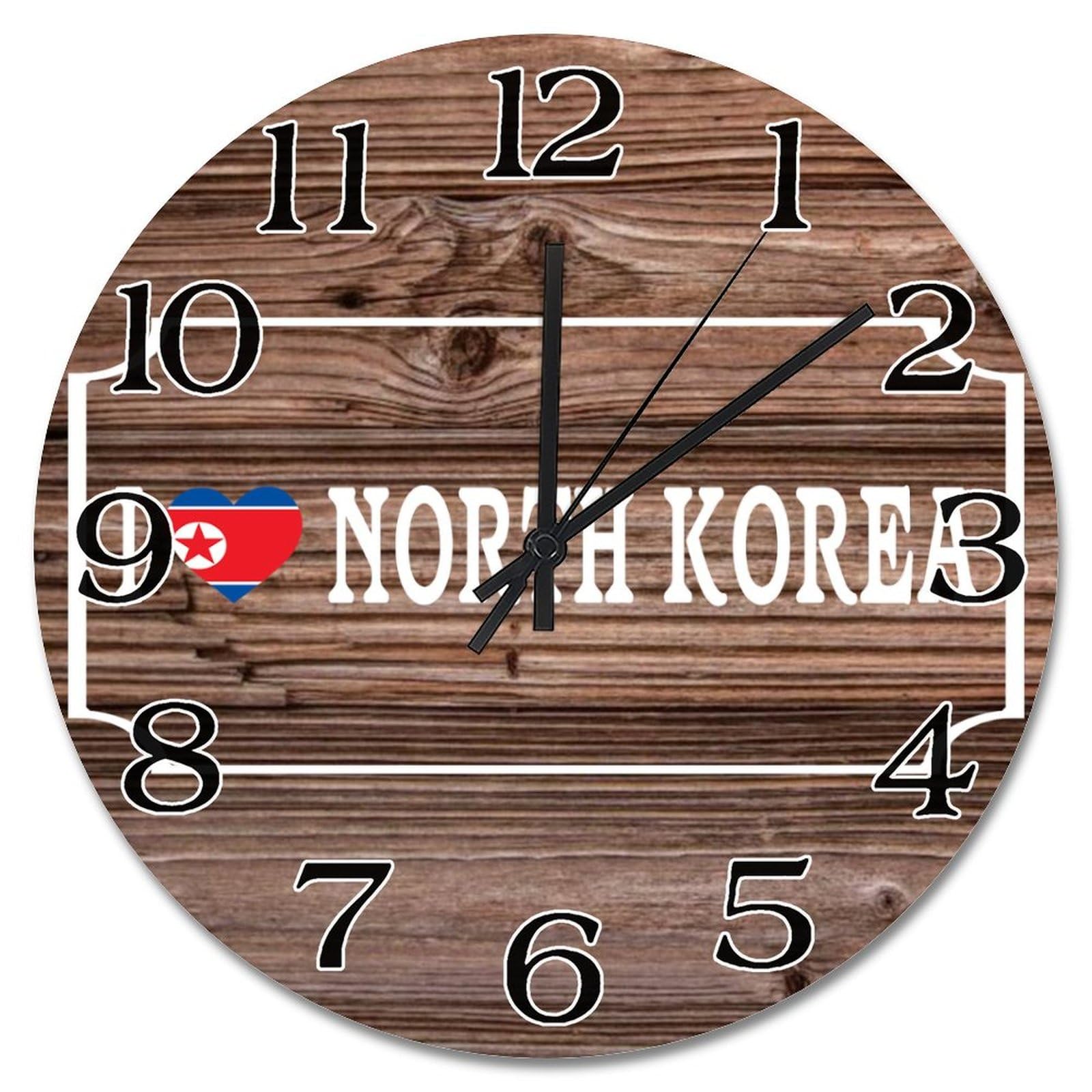 Horloge Corée du Nord vintage en bois de 38 cm pour salon et bureau de voyage