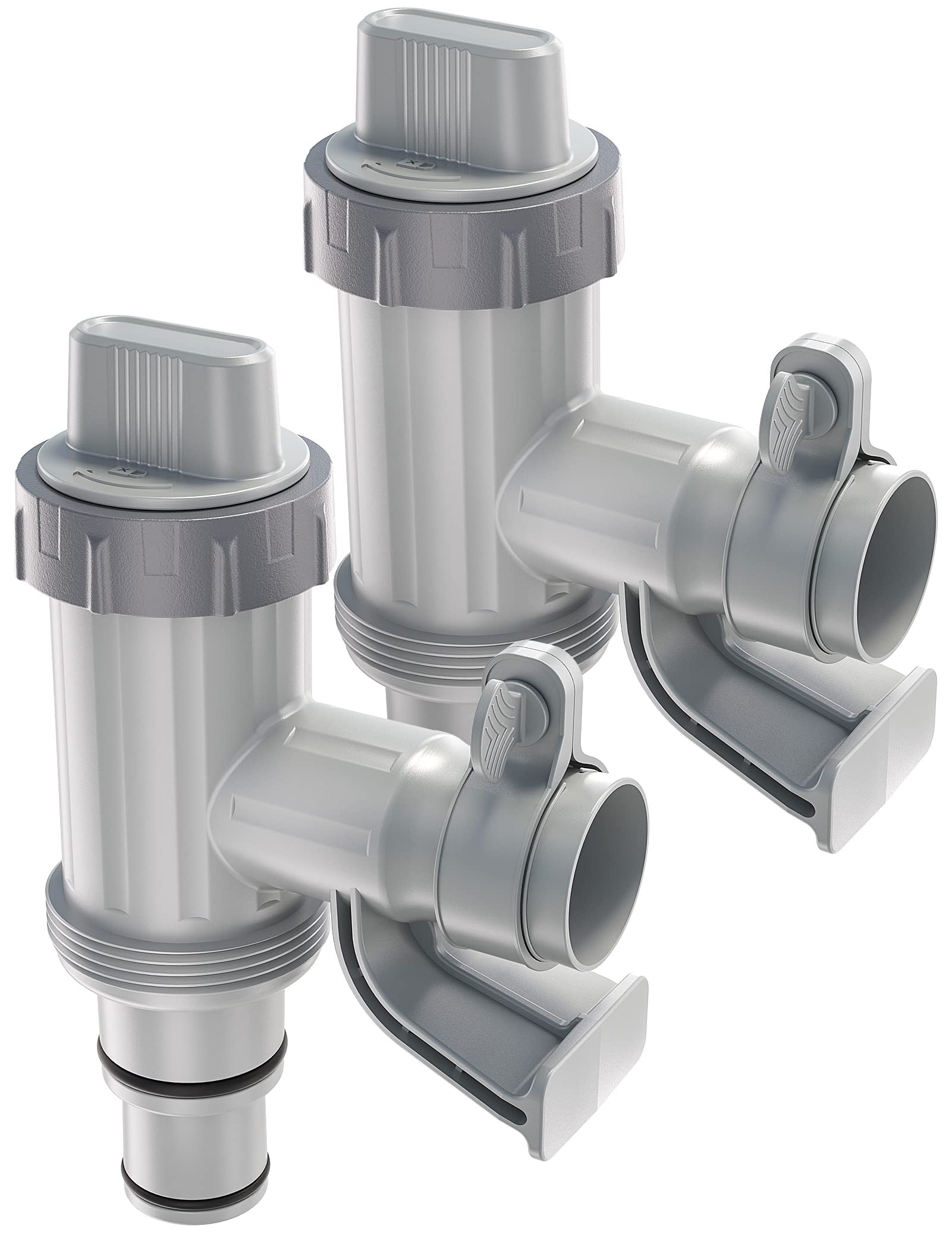 MASCARRY Above Ground Swimming Pool Hose Adapter with Plunger Valve and Pipe Holder - Replacement Parts for Pool Pump System (2 Pack)