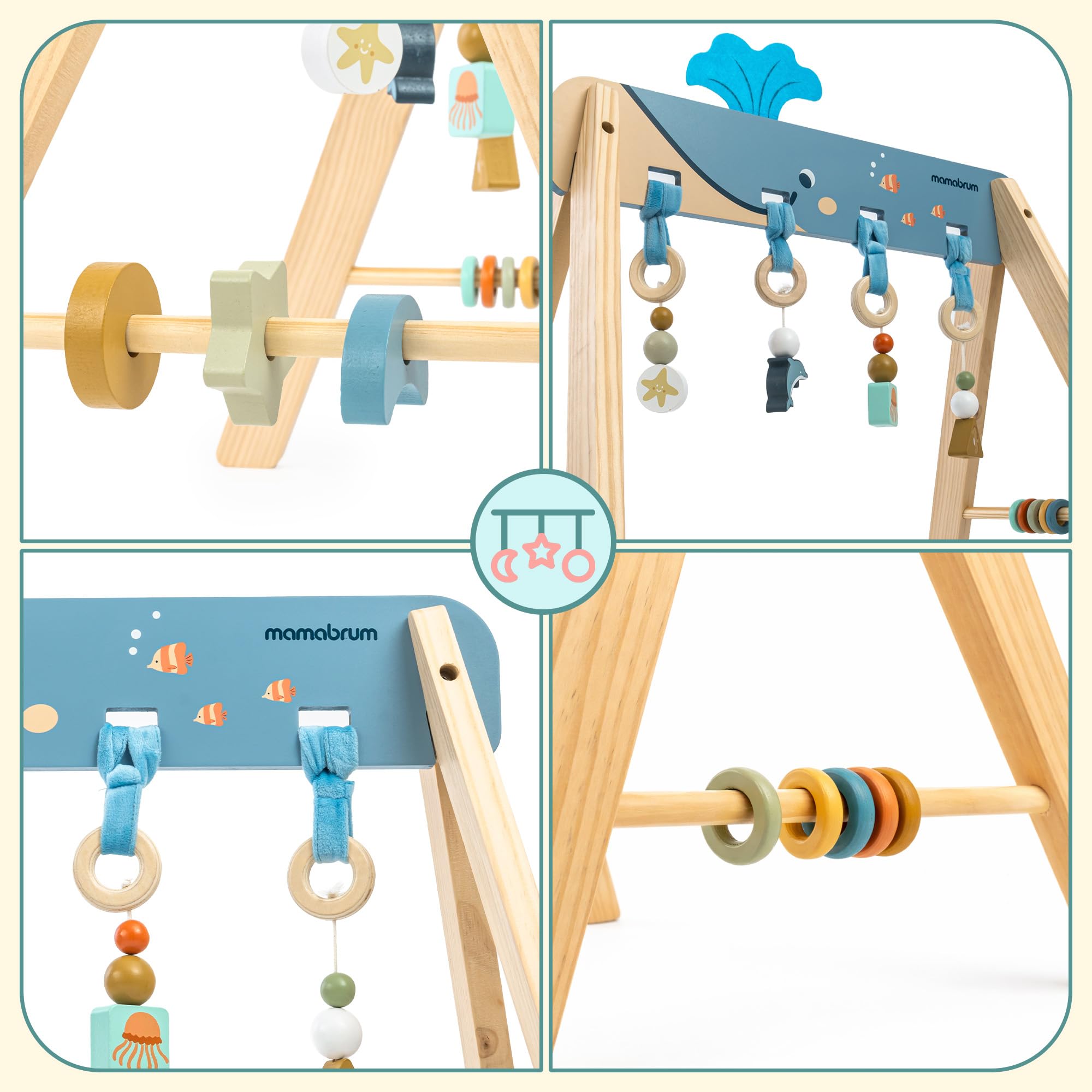Support éducatif en bois Montessori pour bébé avec suspension sensorielle Océan