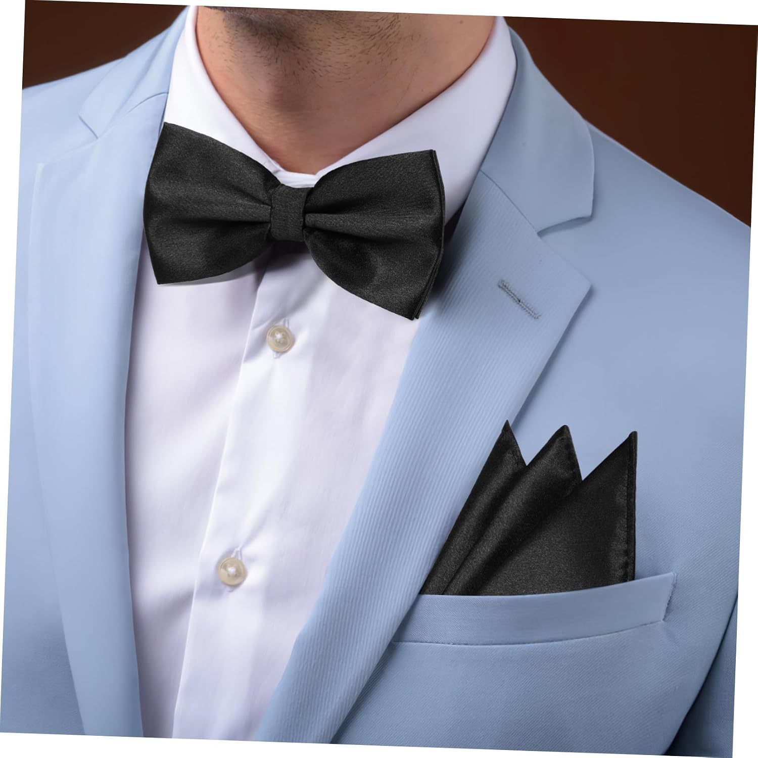 VICASKY 3pcs Men's Cumberbund Bow Tie Handkerchief Set Classic Suit Wedding Accessories Adjustable for Tuxedos