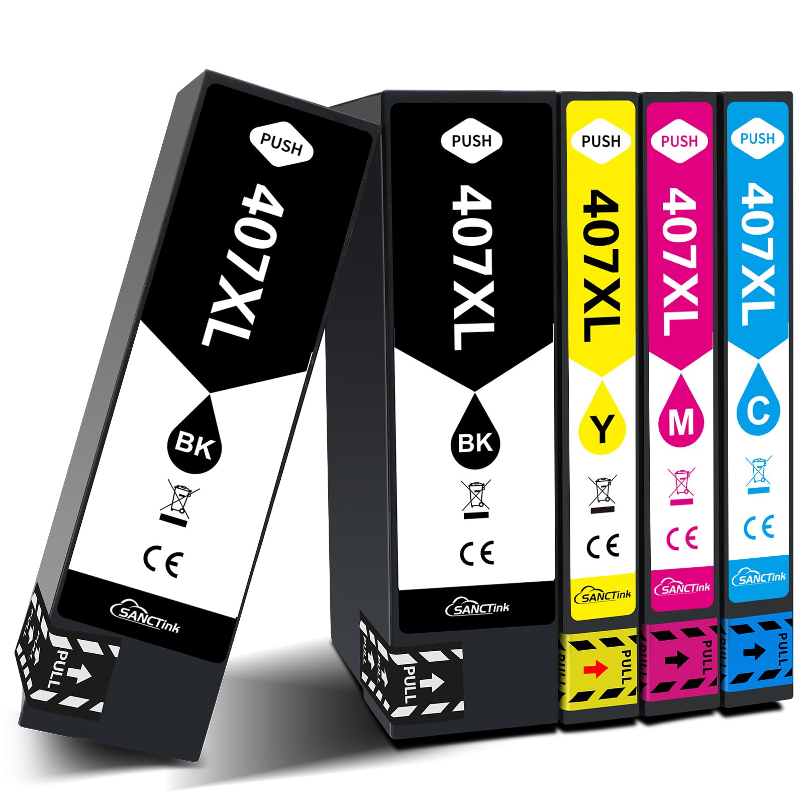 SANCTink 407-XL Druckerpatronen Kompatibel mit 407XL Tintenpatronen für Epson Workforce Pro WF-4745 WF-4745DTWF, 5er-Pack