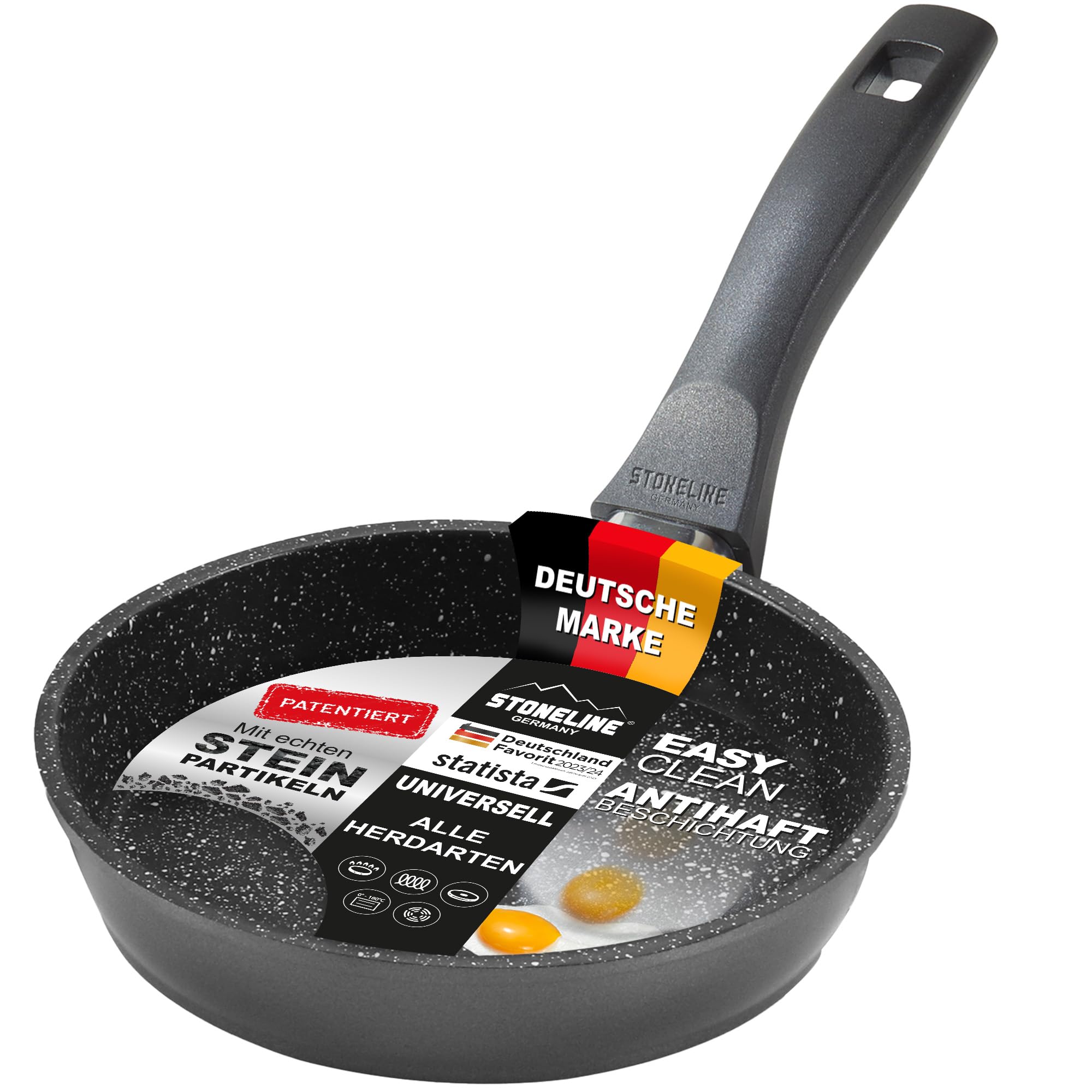 STONELINE Bratpfanne, 14 cm, Spiegeleipfanne, Pancake Pfanne, antihaftbeschichtete kleine Pfanne mit echten Steinpartikeln, alle Herdarten inkl. Induktion geeignet